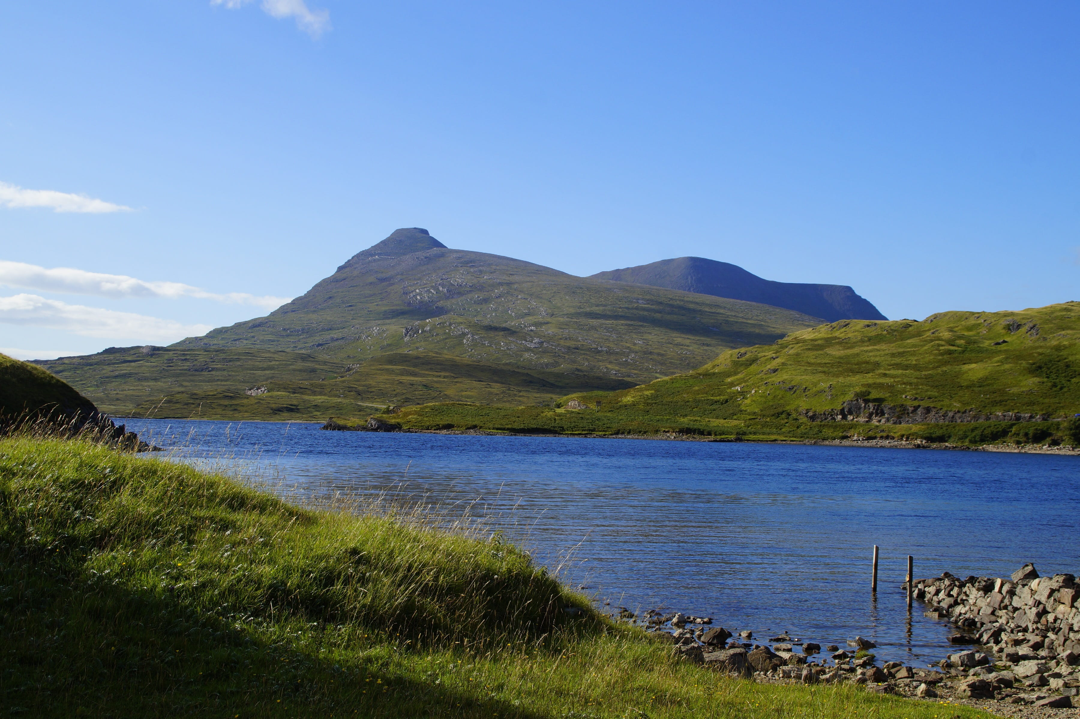 hole, grass, landscape, mountains, beauty in nature, scotland, tranquility, scenics - nature, idyllic, tranquil scene, lake, sky, mountain peak, outdoors, HD Wallpaper