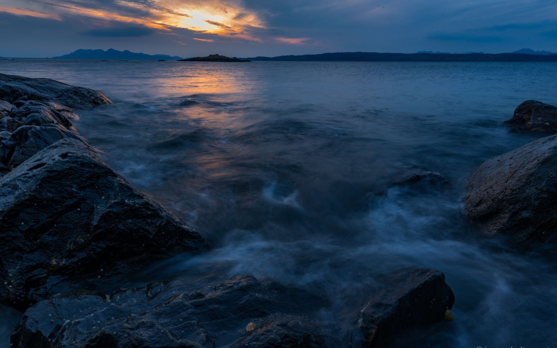 solid, idyllic, sky, isles, sunset, no people, water, rocky coastline, scenics - nature, beach, horizon, power in nature, nature, rock, scotland, HD Wallpaper