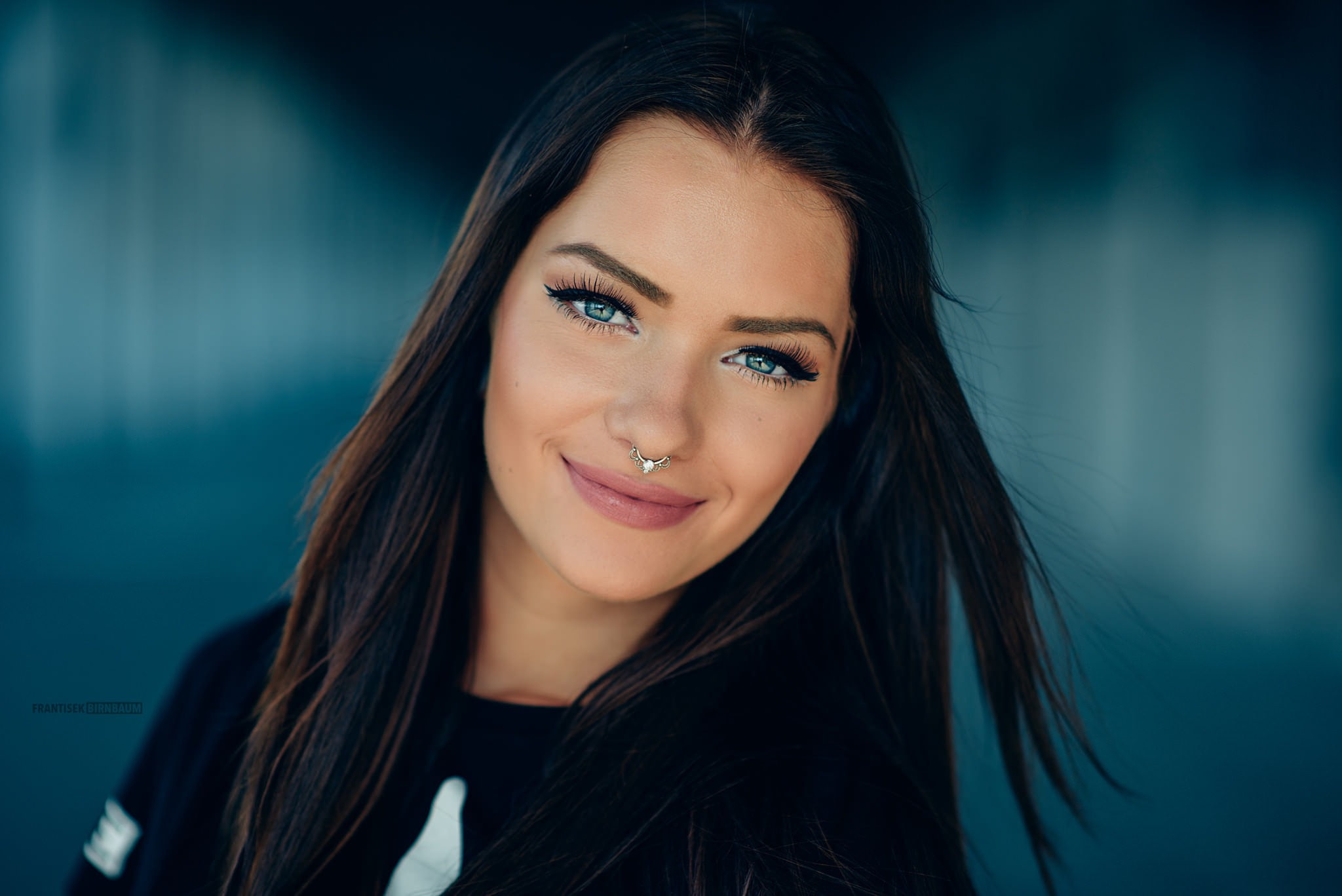 beauty, smiling, lifestyles, young women, front view, women, one person, looking at camera, happiness, hair, 1080P, headshot, face, nose rings, long hair, HD Wallpaper