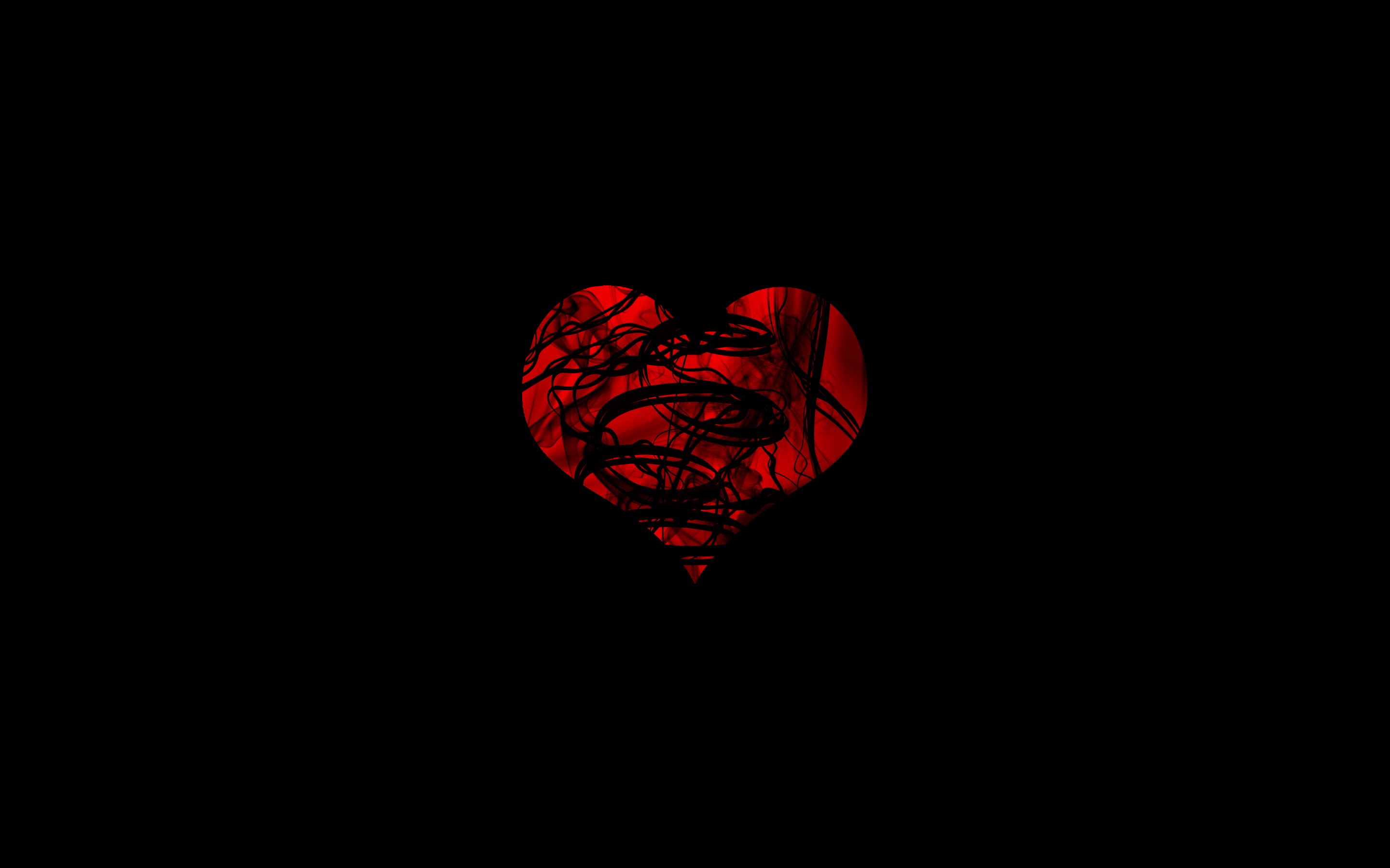 no people, red, close-up, creativity, 2K, night, emotion, heart shape, artwork, black background, cut out, still life, valentines day - holiday, minimalism, HD Wallpaper