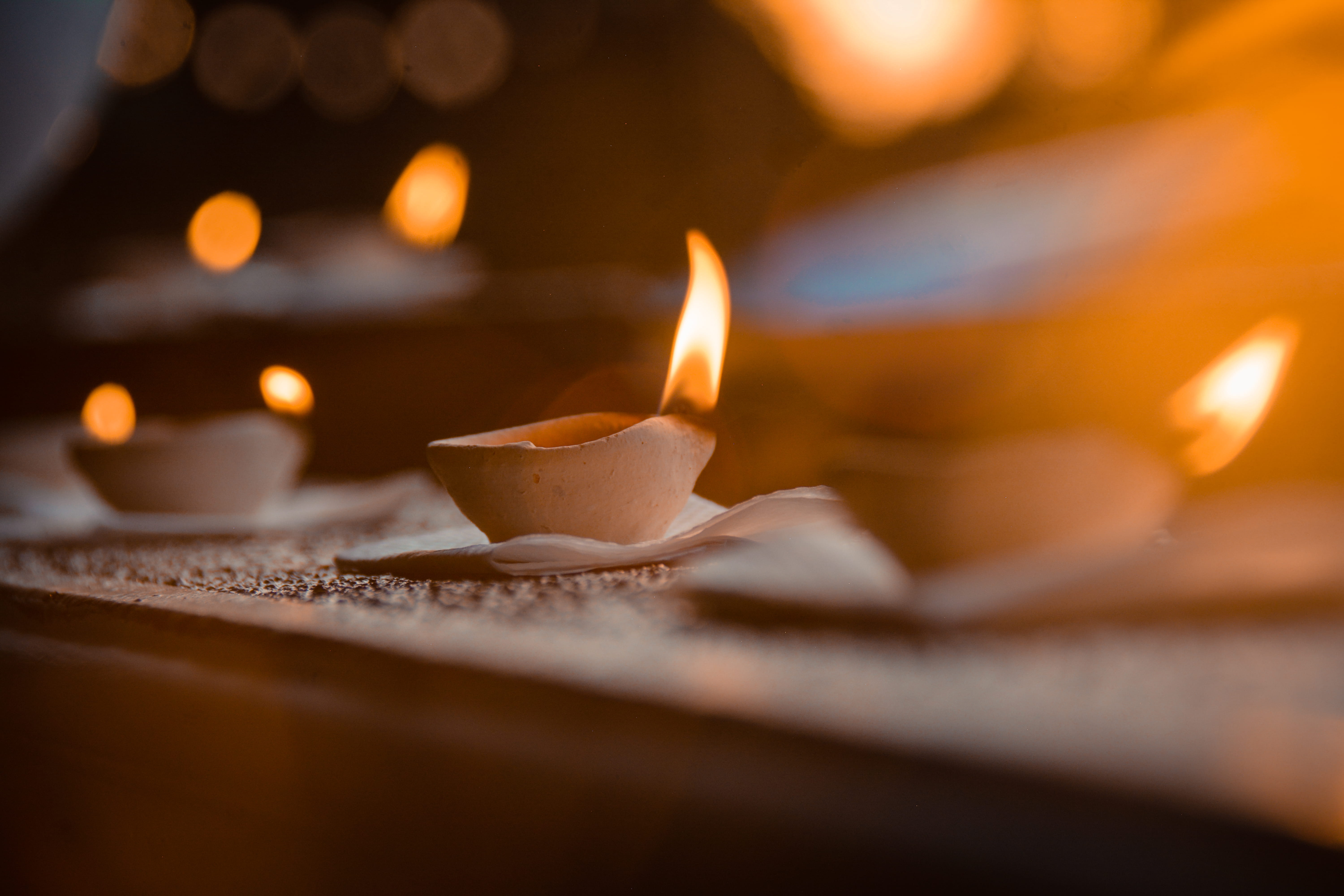 heat - temperature, close-up, hot, lighted, candlelight, oil lamp, nature, dark, 5K, flame, blur, candle, fire, illuminated, glowing, light, tea cup, selective, HD Wallpaper