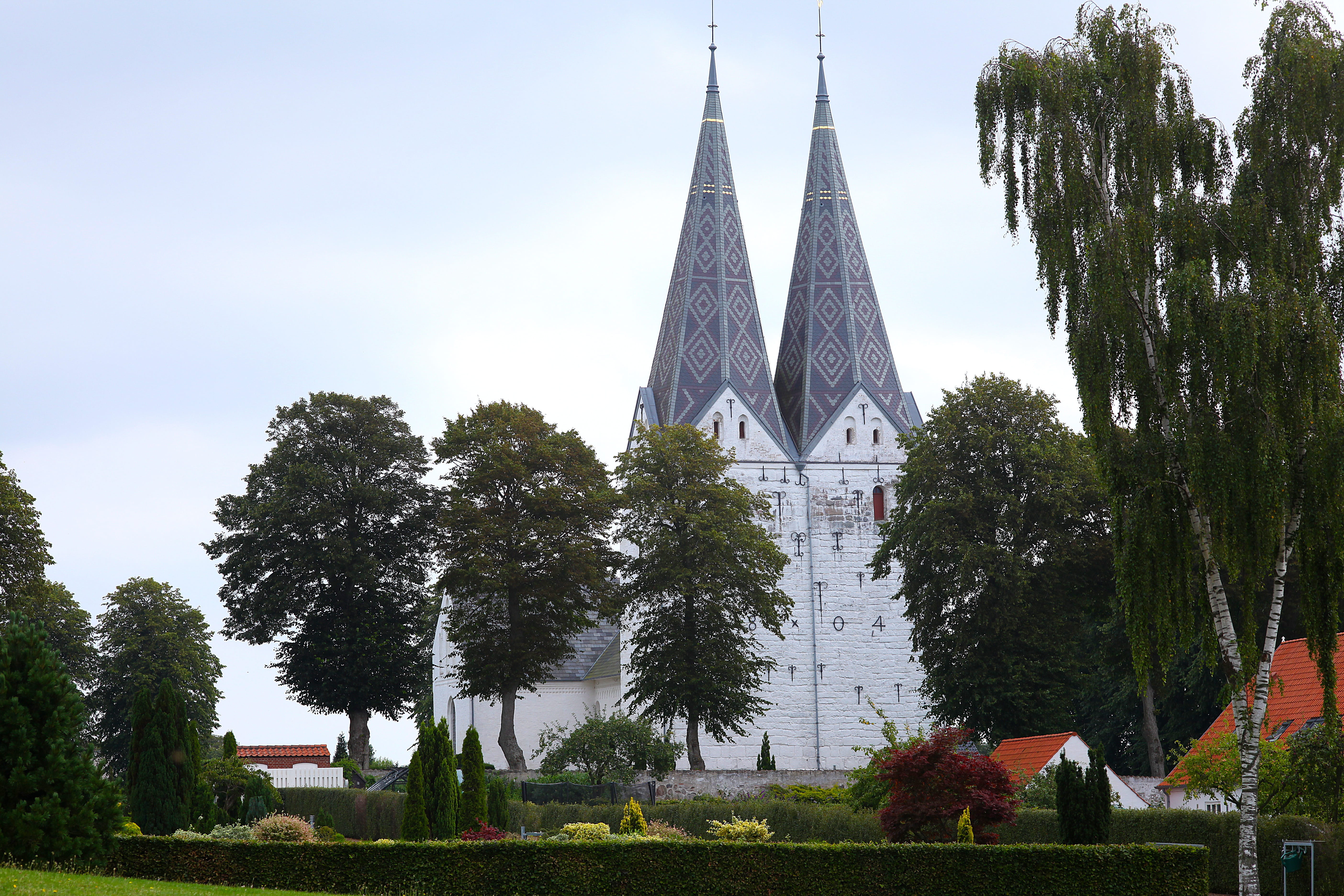 double tower, tree, denmark, nature, broager, church, tower, growth, travel destinations, built structure, building, spirituality, sage, architecture, no people, HD Wallpaper