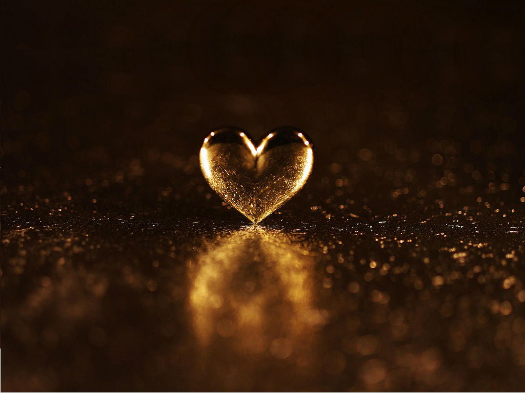 valentines day - holiday, no people, heart shape, shiny, gold, celebration, indoors, gold colored, creativity, heart, black background, positive emotion, HD Wallpaper
