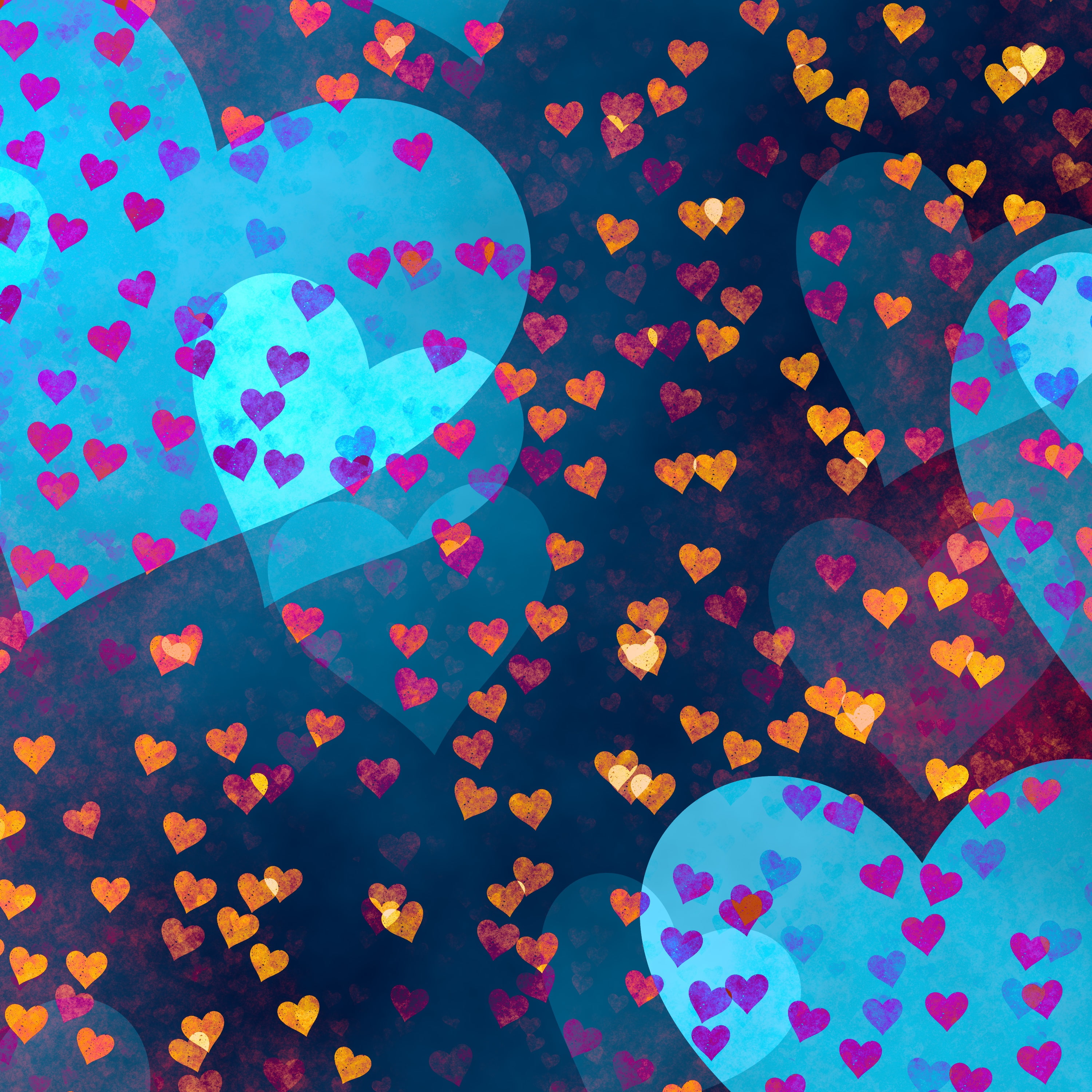 2K, HD, Golden, Pattern, Love hearts, Pink, Phone HD Wallpaper