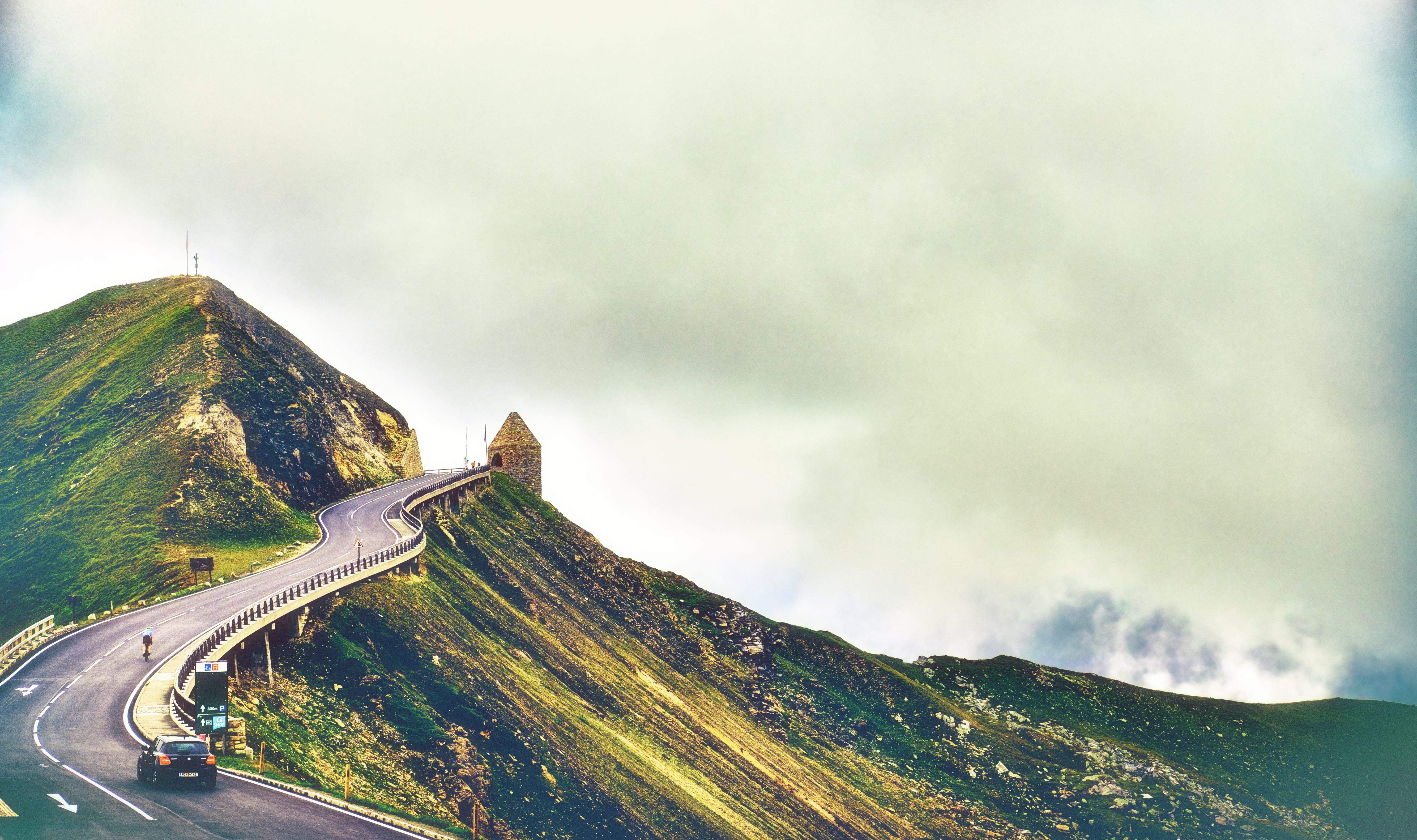 high alpine road, tranquil scene, carinthia, salzburger land, cloud - sky, transportation, environment, mountains, day, non-urban scene, mountain range, HD Wallpaper