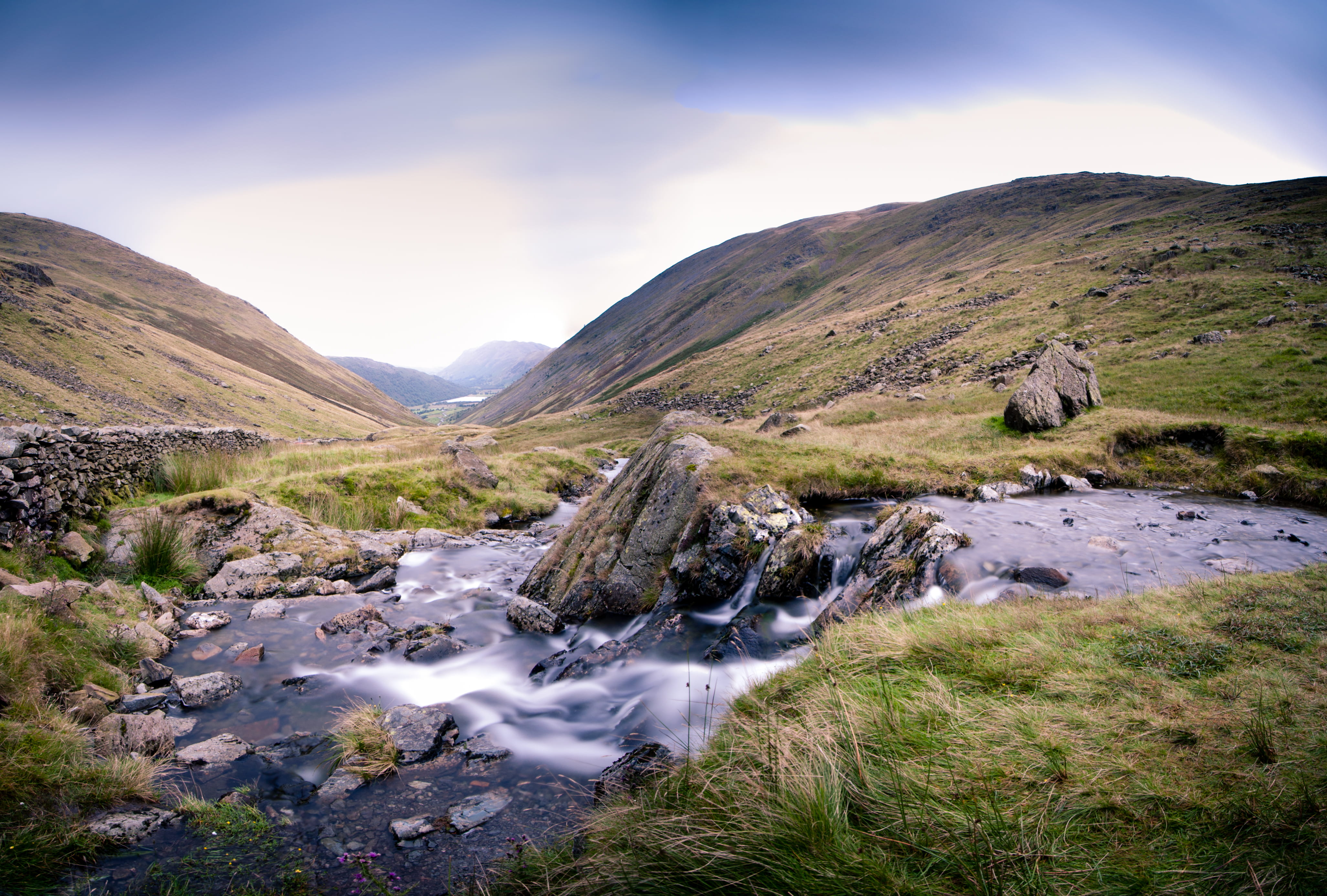 rock - object, heather, solid, mountain peak, water, mountains, land, fall, tranquility, waterfall, hillside, plant, outdoors, scenics - nature, flowing, HD Wallpaper
