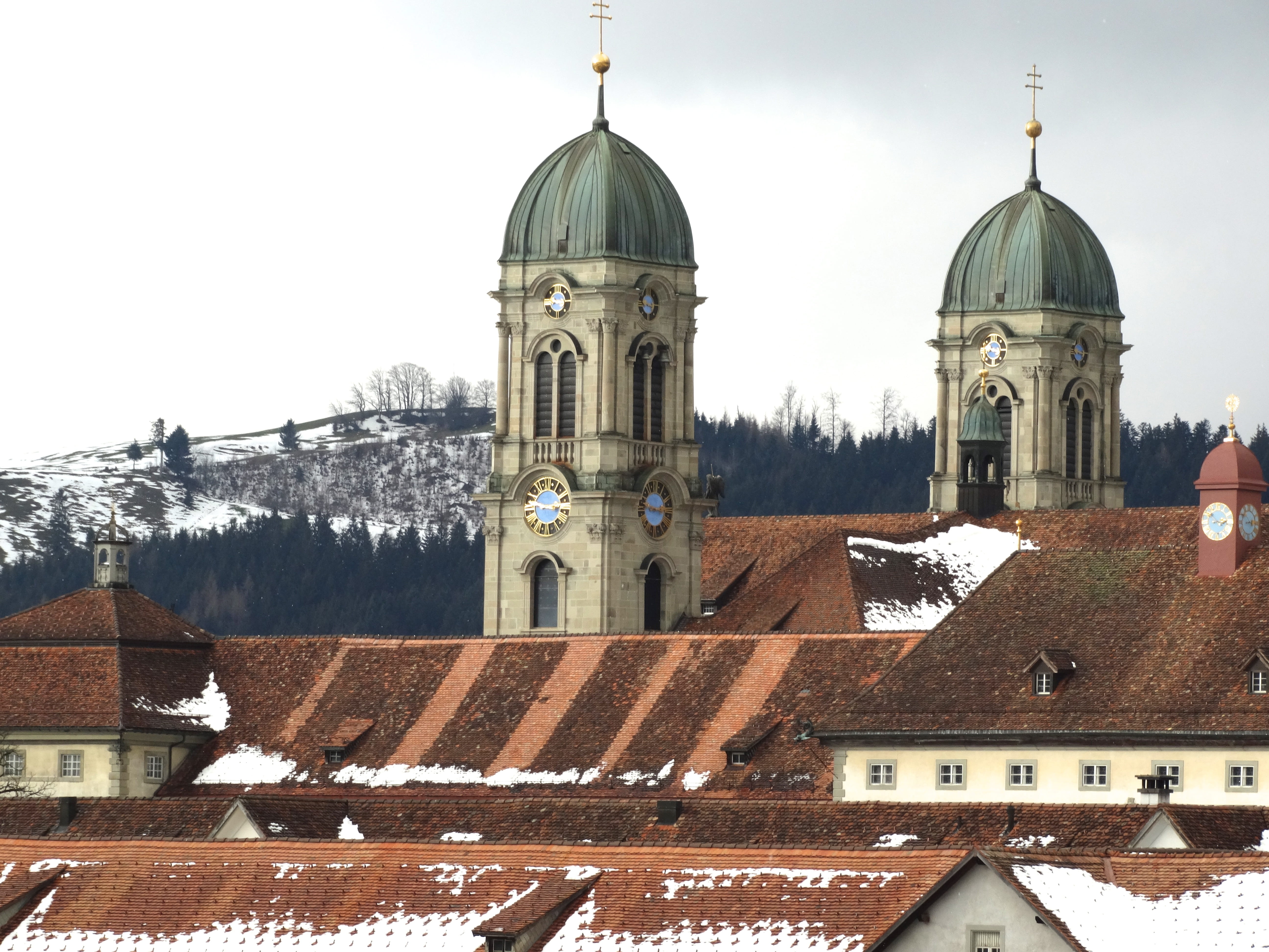 nature, architecture, Einsiedeln, building exterior, cold temperature, religion, spirituality, place of worship, history, sky, built structure, 5K, spire, HD Wallpaper