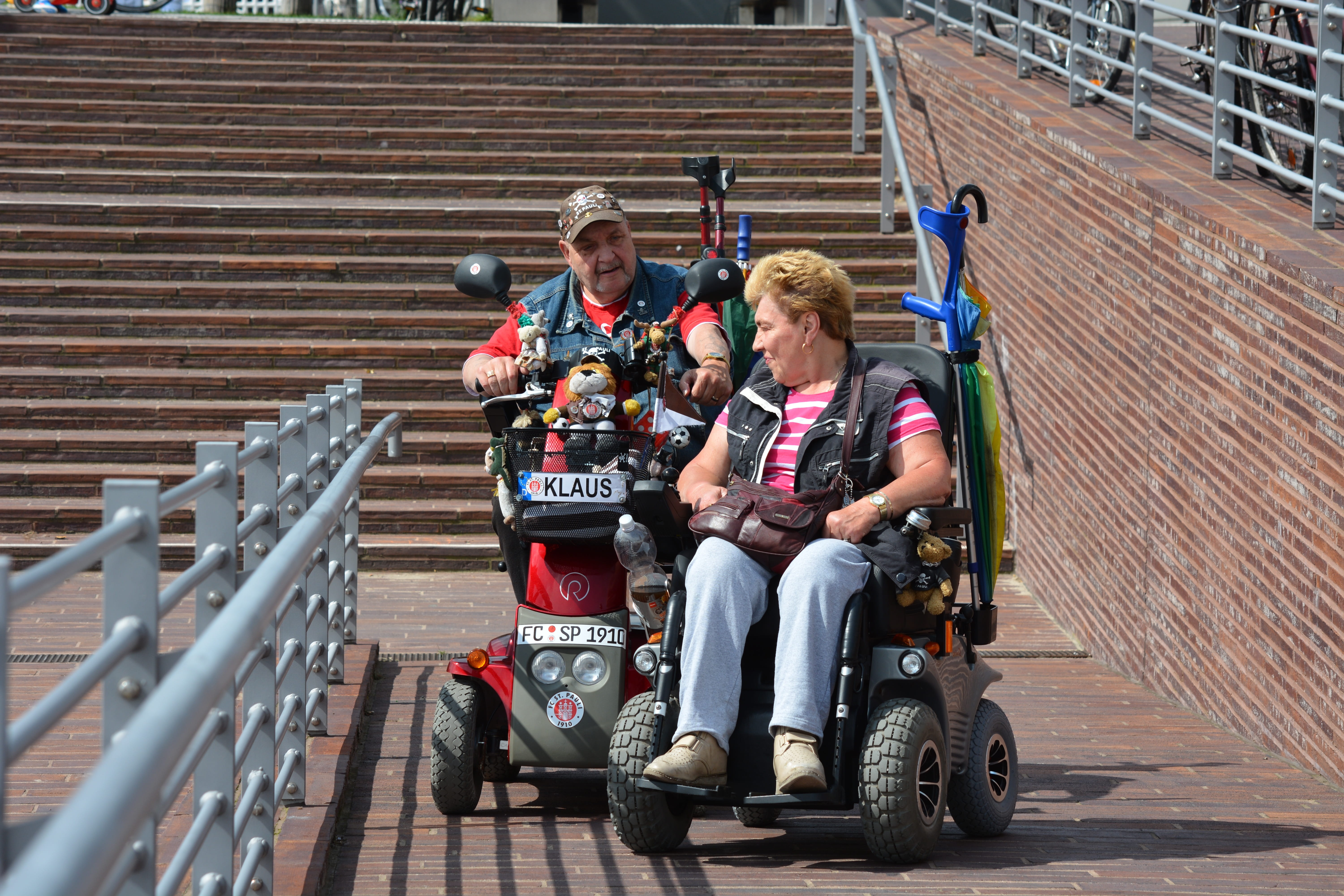 outdoors, power, mature men, woman, child, wheelchair users, childhood, group of people, riding, women, hamburg, mobile, man, transportation, full length, HD Wallpaper
