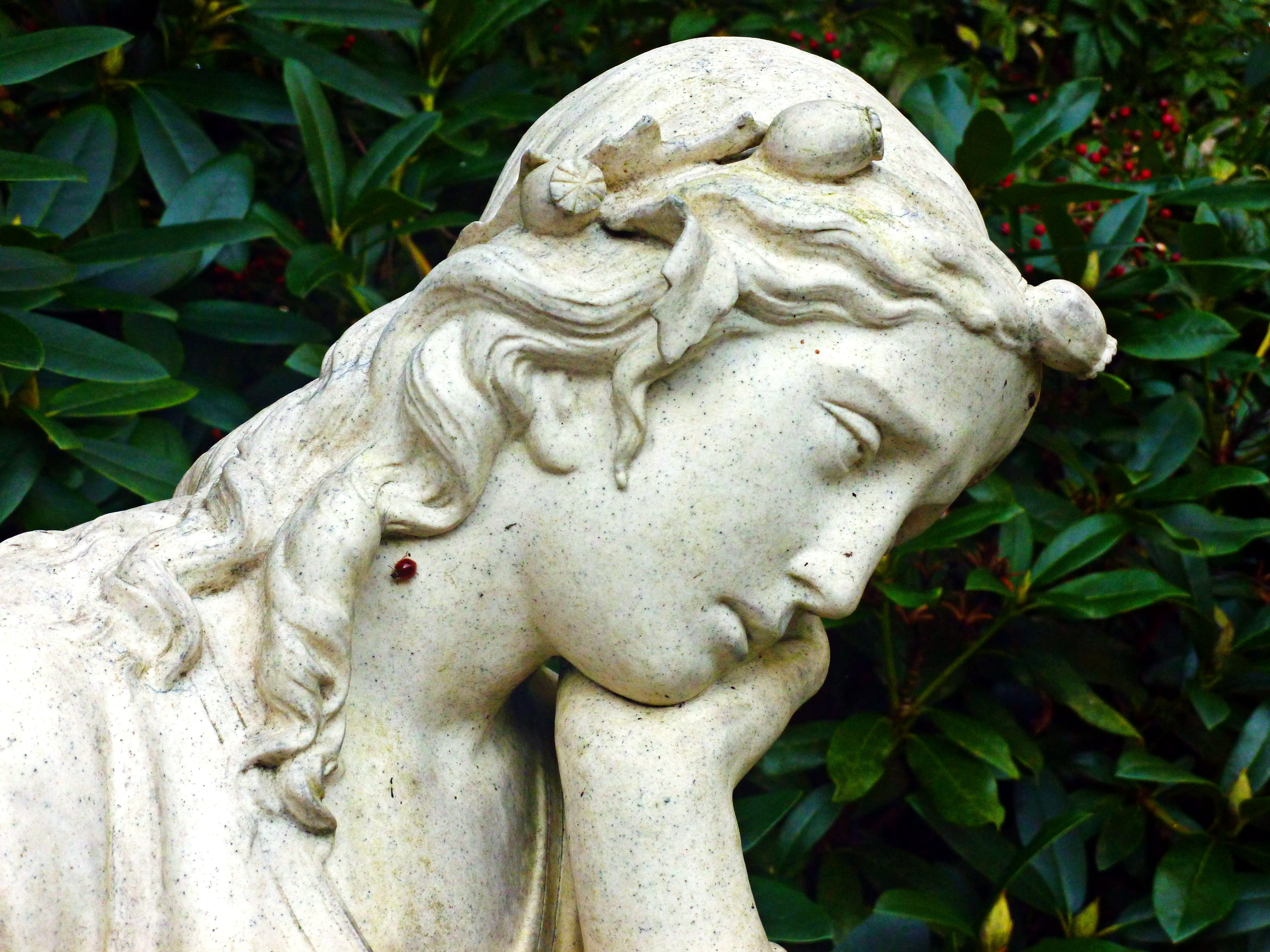 cemetery, mourning, carving - craft product, female, creativity, 4K, woman, mood, nature, stone material, face, transience, statue, silent, last calm, HD Wallpaper