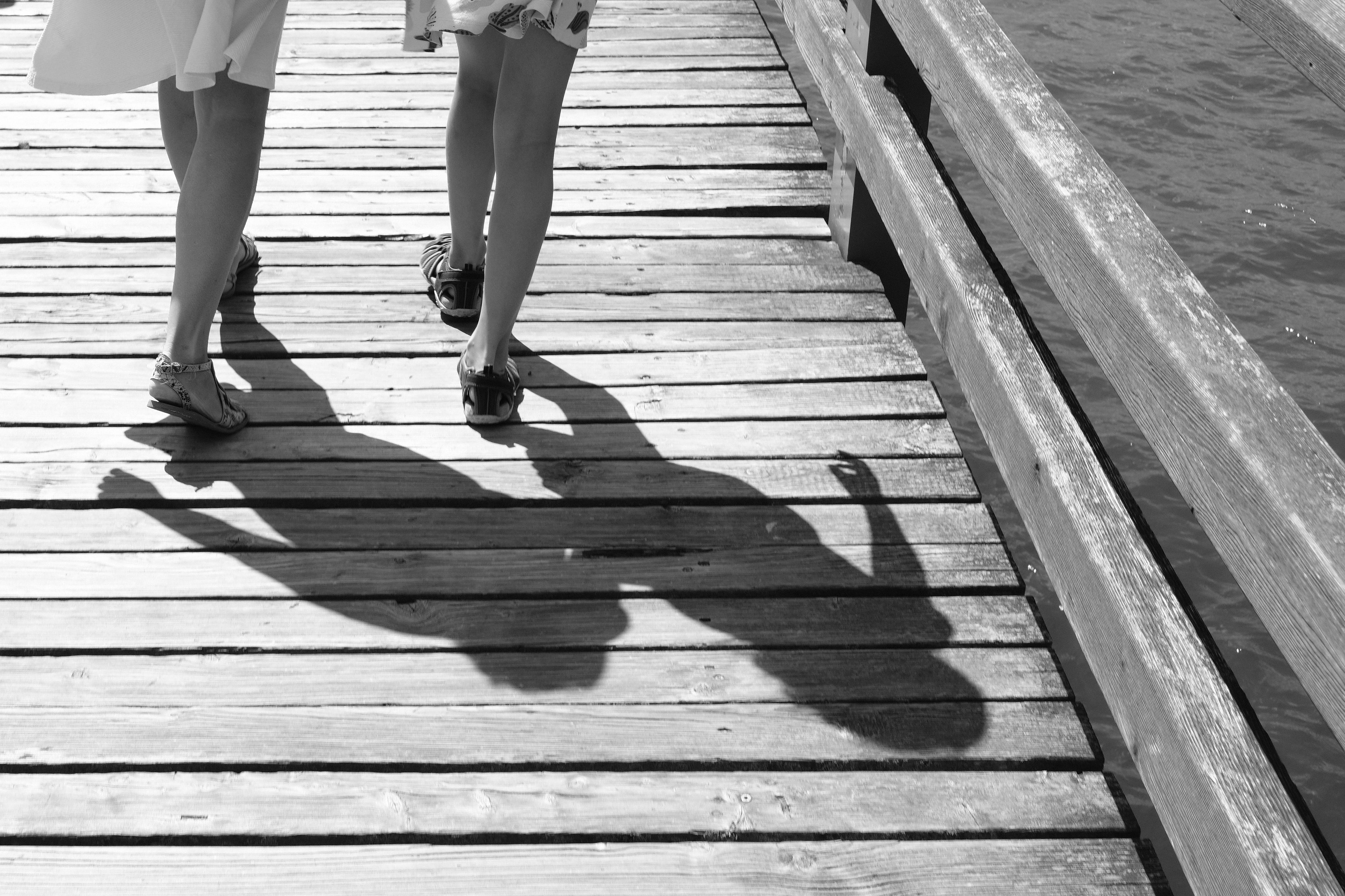 wood, outdoors, black and white, human limb, body part, low section, germany, footpath, minimalism, sunlight, summer, prerow, leisure activity, shadow, HD Wallpaper