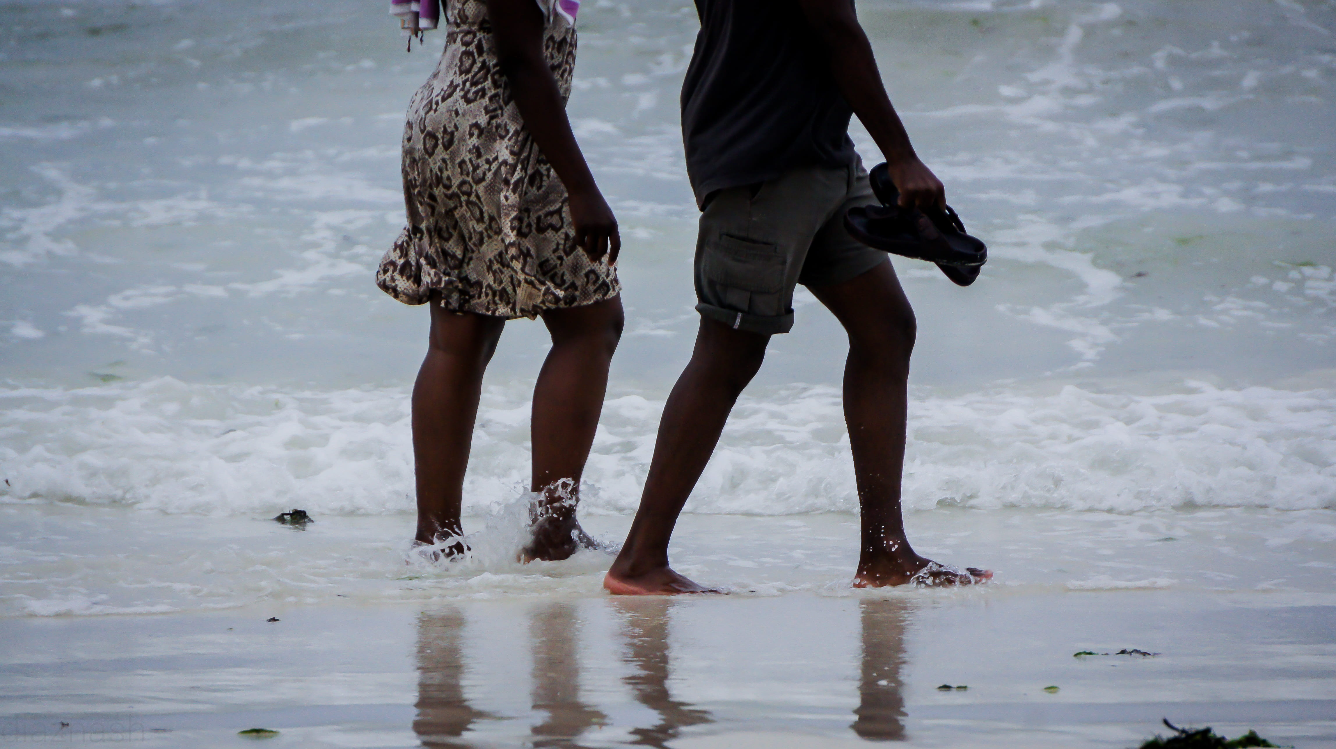 two people, people, lifestyles, human leg, ankle deep in water, ocean, sea, coast, kenya, outdoor, standing, women, dark, africa, black, travel, human body part, HD Wallpaper