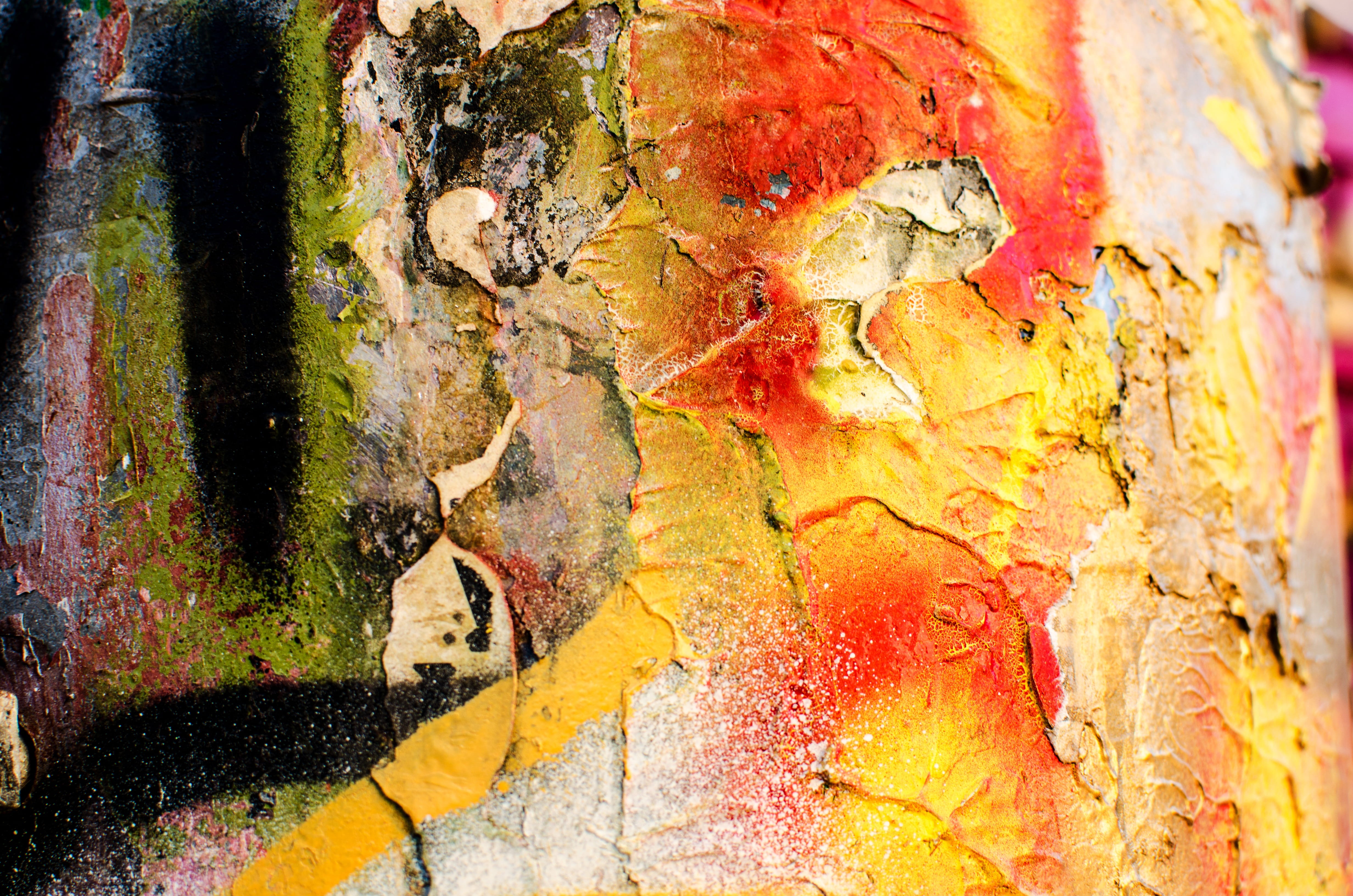 backgrounds, day, grunge, yellow, no people, creativity, textured, art and craft, damaged, Wall, peeling off, Cracked, old, weathered, crackled, painted, HD Wallpaper