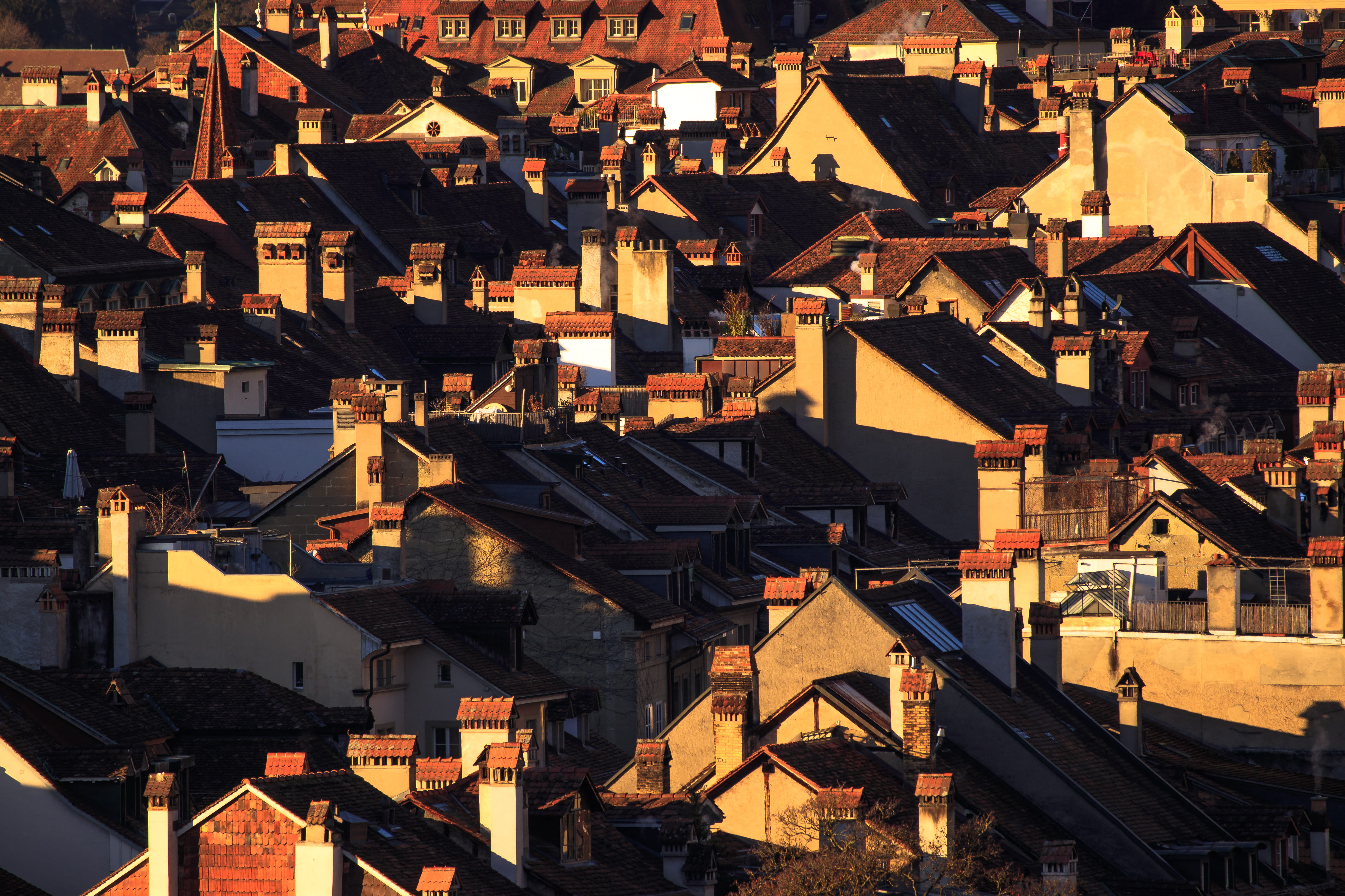 house, built structure, tile roof, nature, high angle view, goldig, rosengarten, poster, golden, high, townscape, roof, sunlight, no people, rooftops, travel destinations, HD Wallpaper