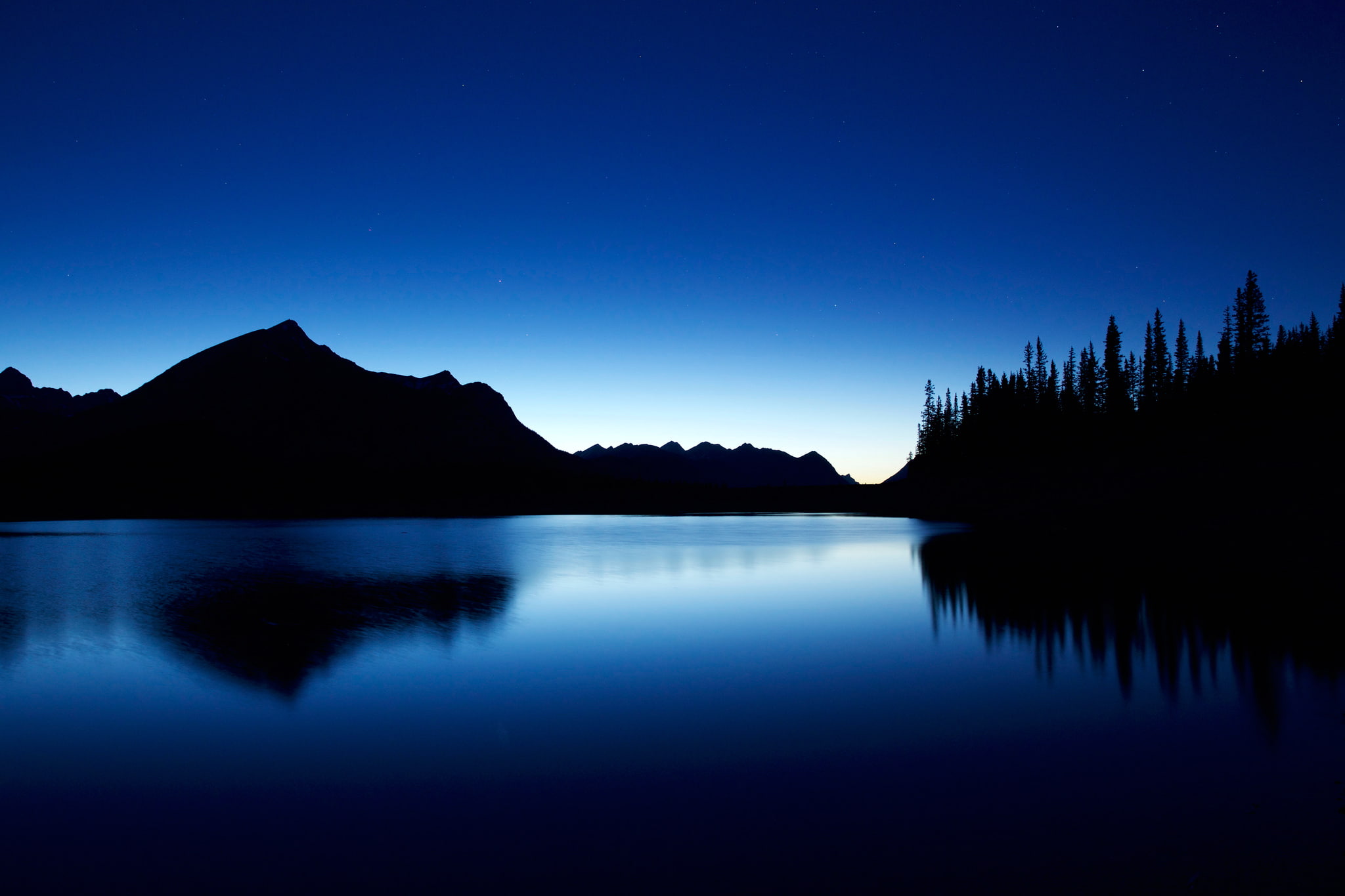 lake, Albert, trees, Canada, Kananaskis, mountains, silhouette, 1080P, HD Wallpaper