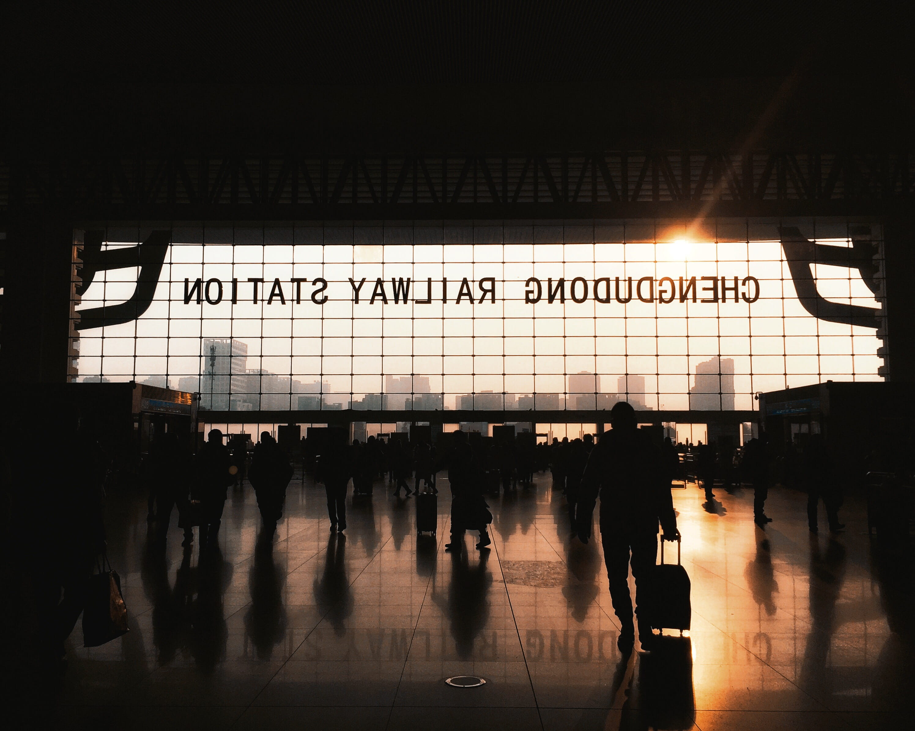 script, western script, inside, airport departure area, chengdudong, people, flooring, reflection, transportation, text, group of people, station, communication, HD Wallpaper