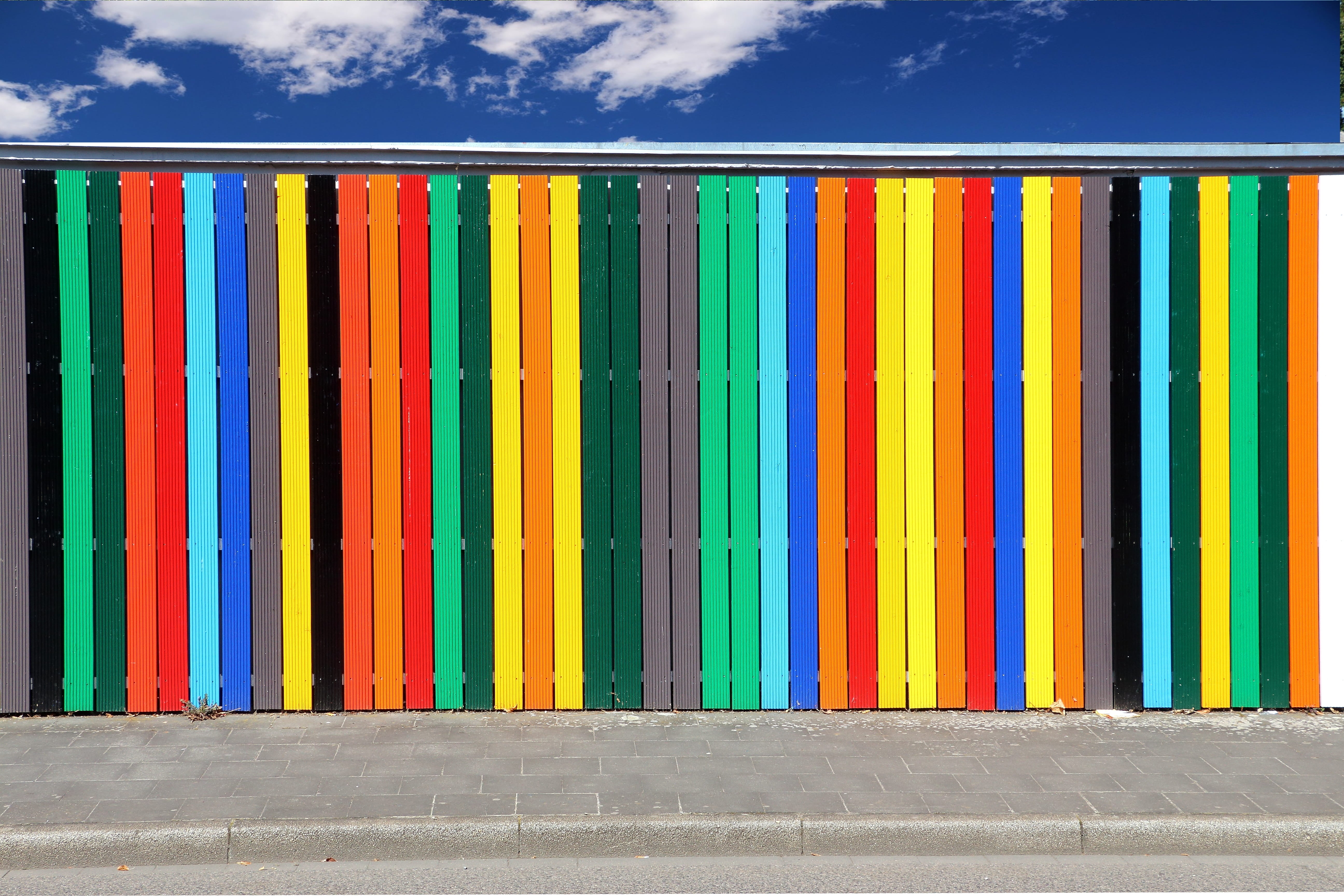 paling, outdoors, boards, art and craft, creativity, wood fence, wall - building feature, colorful, order, built structure, battens, abundance, fence, 5K, HD Wallpaper
