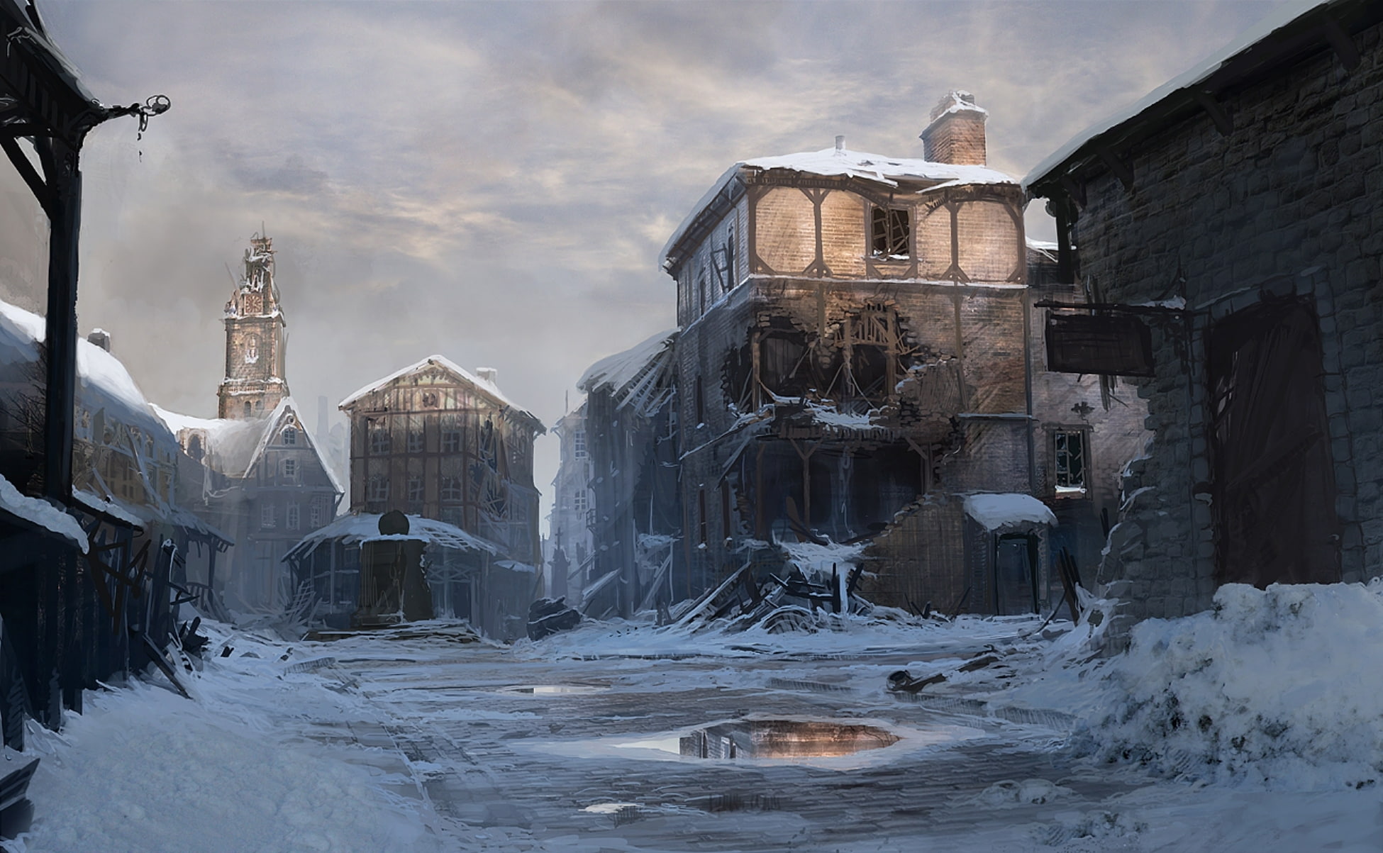 covered, outdoors, russia, old, art, frost, night, blue, the city, no people, building Exterior, europe, building, white, winter, covering, village, devastation, HD Wallpaper