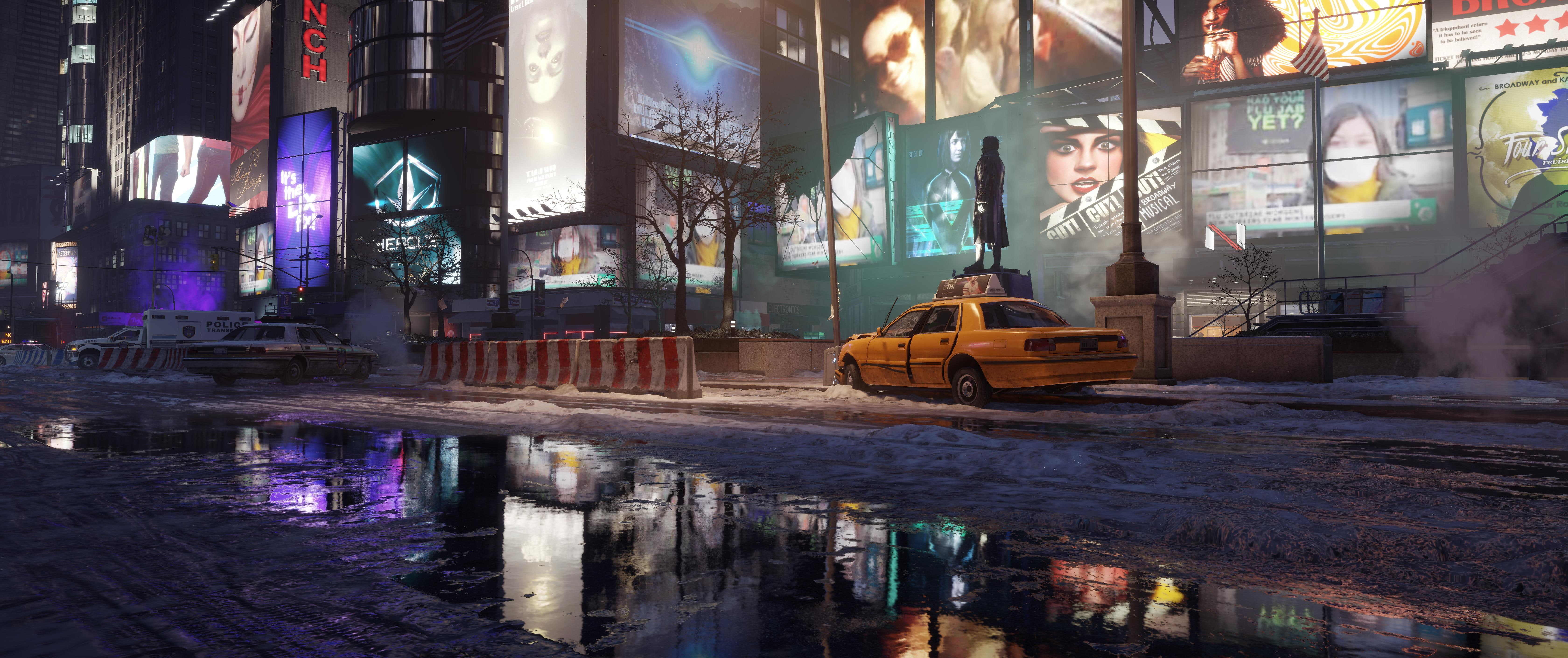 night, The Division, the city, street, devastation, Tom Clancys, lights, 5K, HD Wallpaper