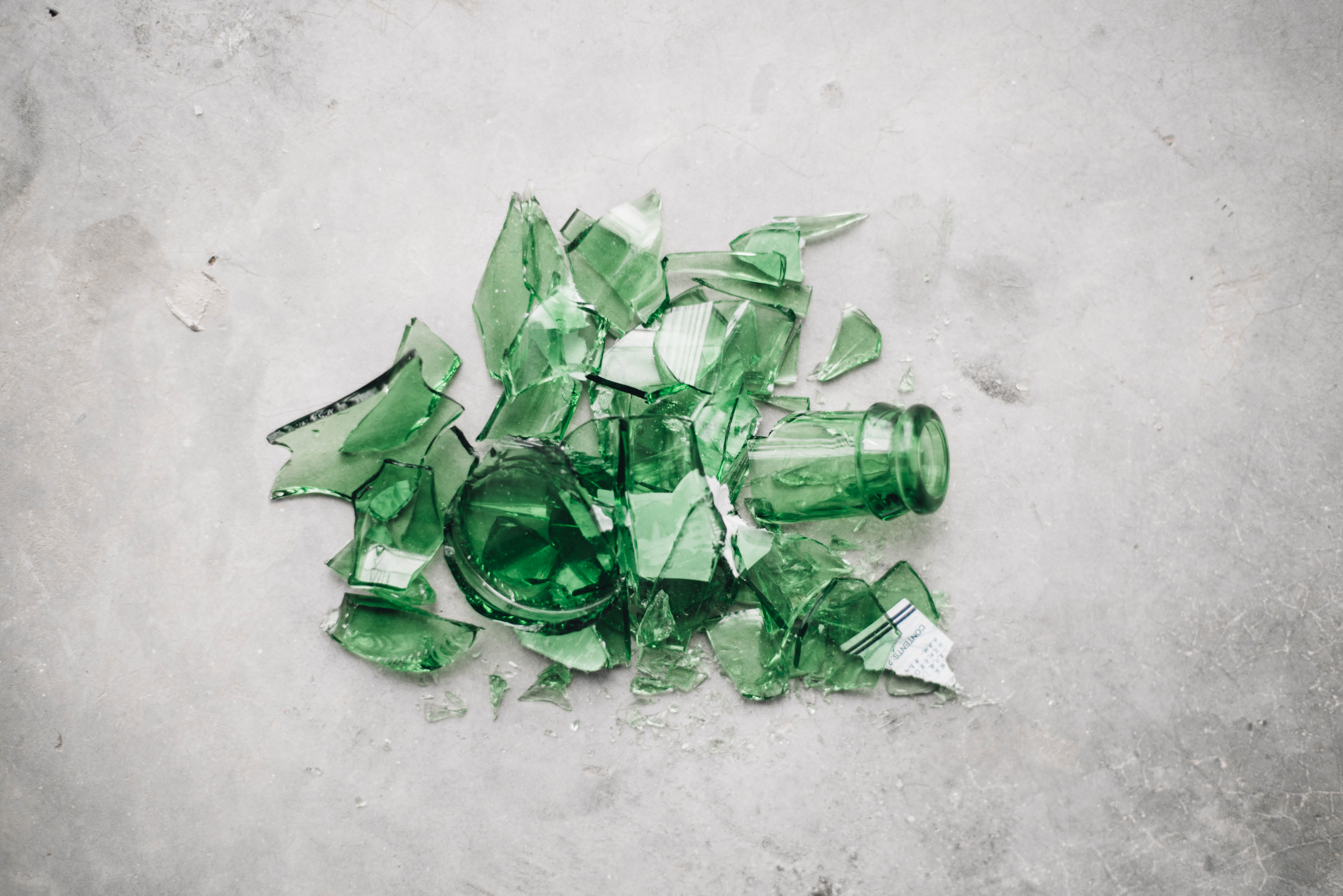 concrete, plant part, 5K, green, flatlay, indoors, gray, environment, bottle, textured effect, beer, backgrounds, broken, leaf, recycling, studio shot, HD Wallpaper