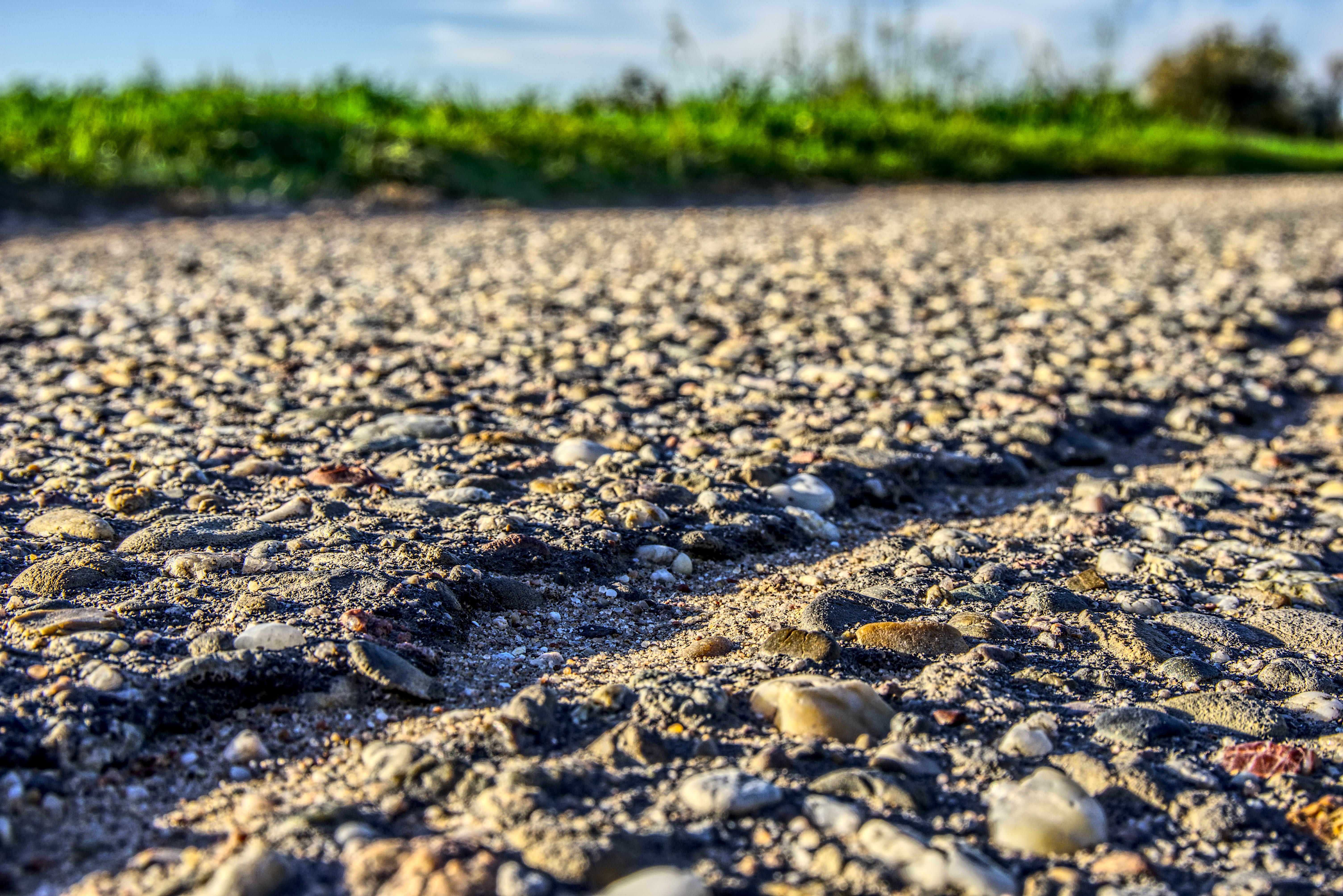dirt track, road, texture, contrast, selective focus, pattern, sunlight, stone - object, high dynamic range, away, ground, asphalt, field, close, roadway, HD Wallpaper
