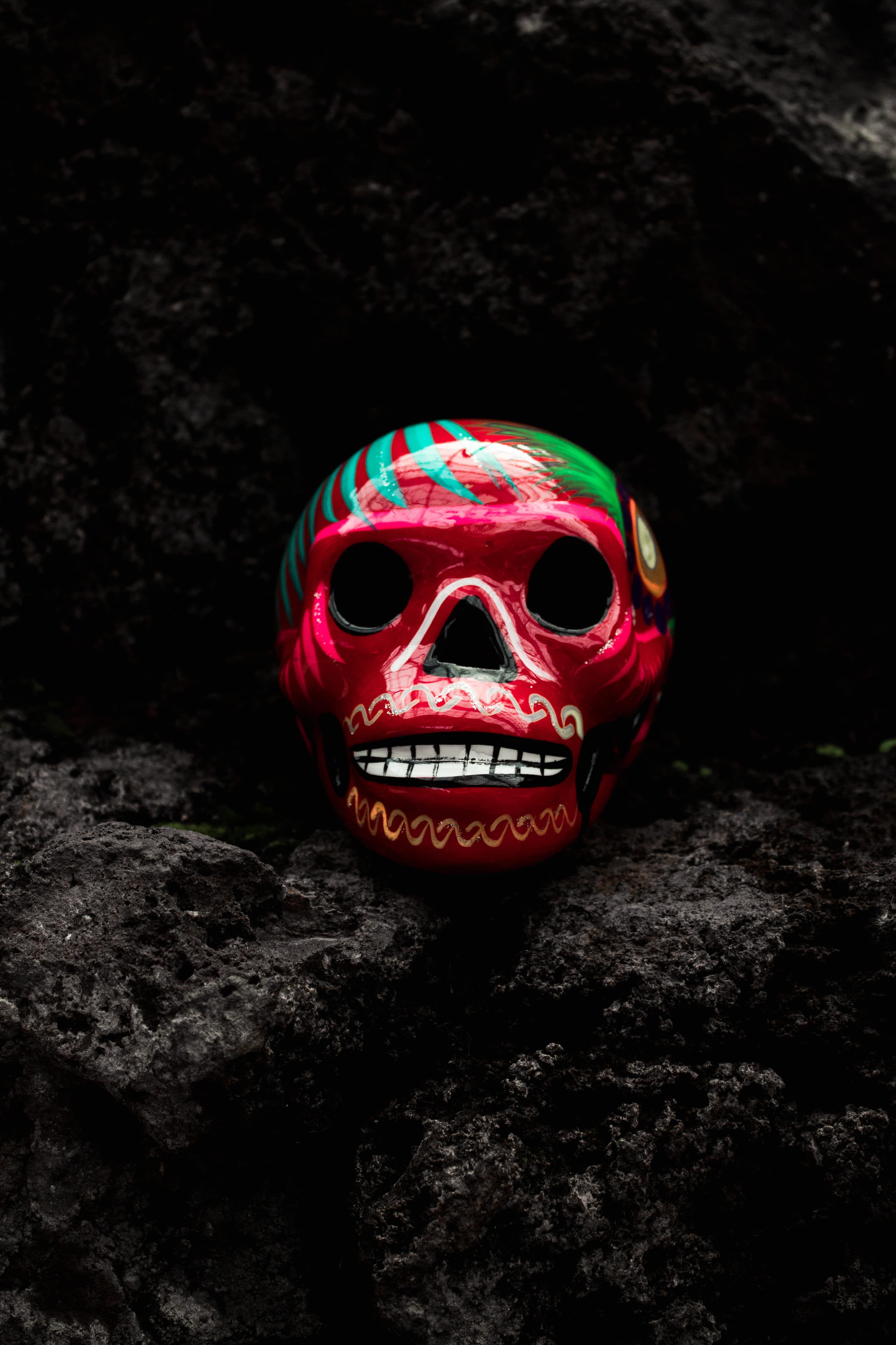 street, rock - object, representation, craft, decor, rock, day, ceramic, black, ornament, close-up, human representation, spooky, outdoors, no people, multi colored, Phone HD Wallpaper