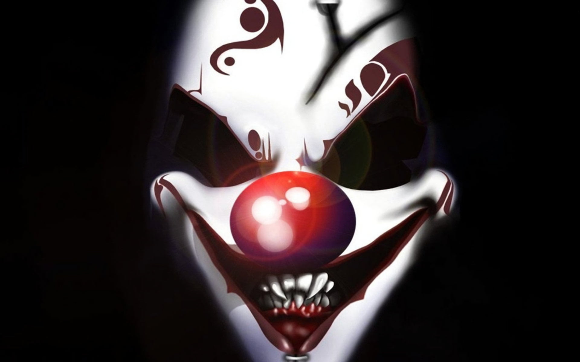 single object, Face, positive emotion, love, creativity, Holiday, Clown, heart shape, Halloween, Scary, black background, nature, shadow, 1080P, close-up, HD Wallpaper