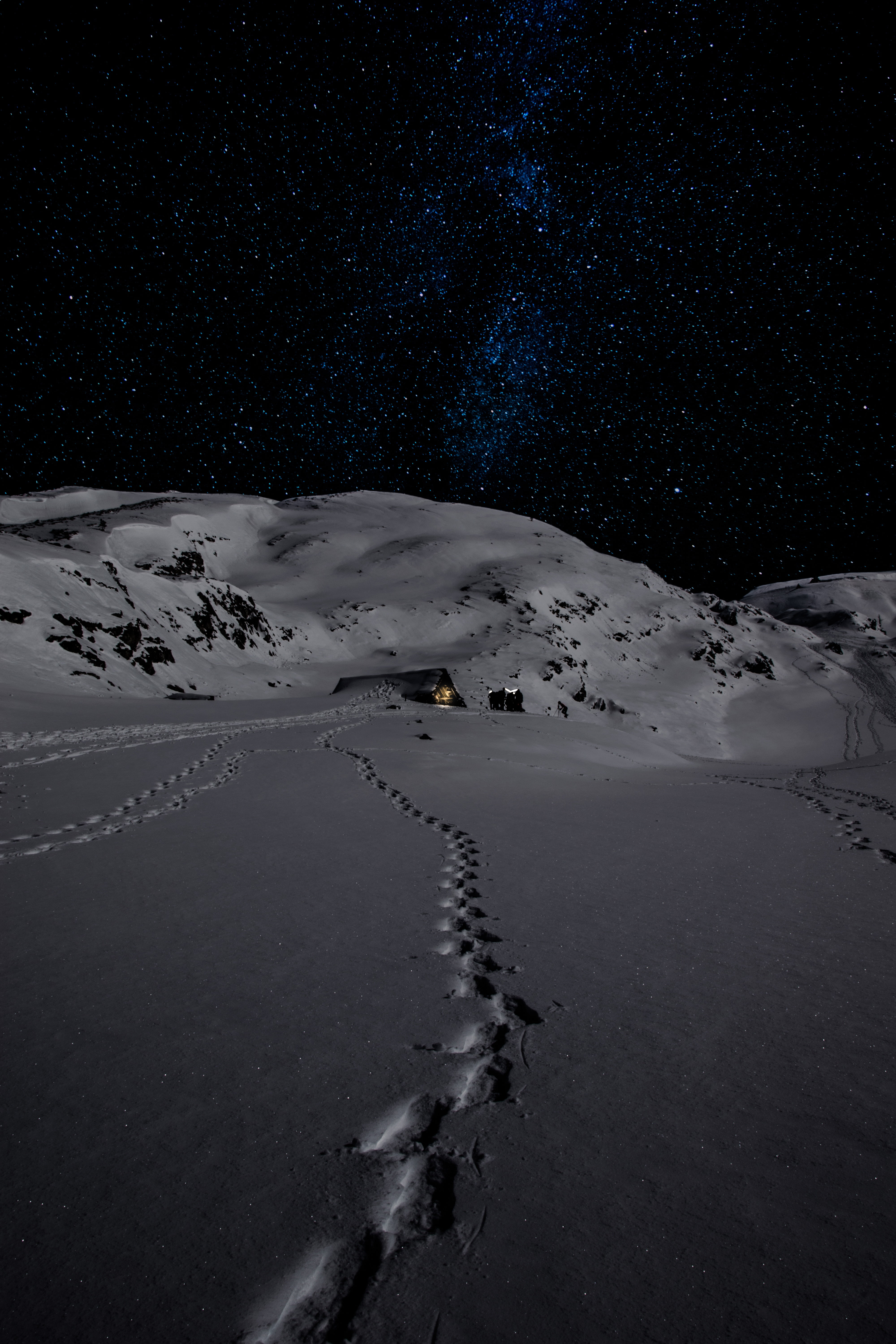environment, mountain Peak, scenics, idyllic, outdoors, blue, black, mountain, white, night, sport, no People, european Alps, astronomy, europe, landscape, Phone HD Wallpaper