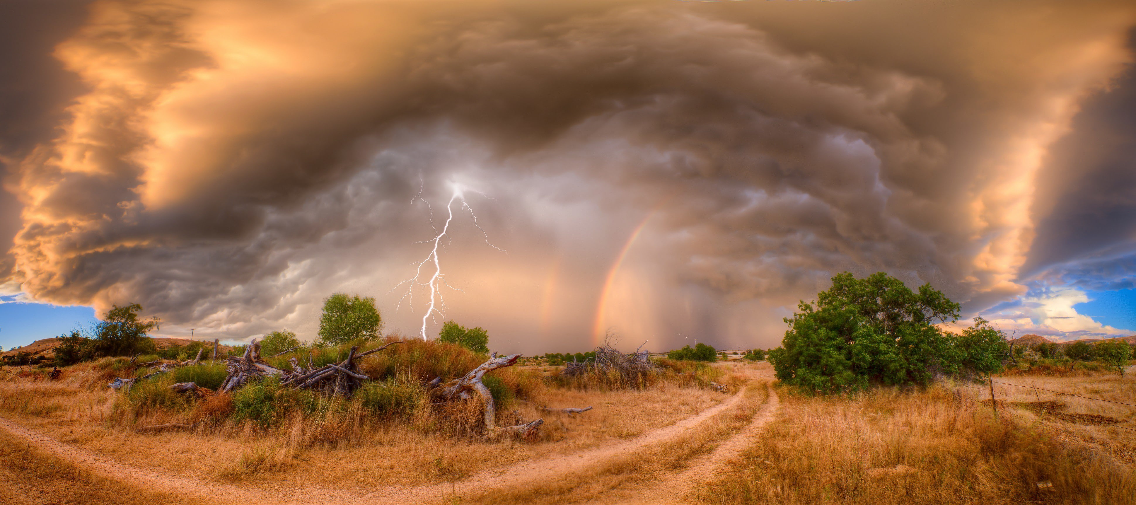 sky, clouds, 4K, Lightning, driftwood, element, HD Wallpaper