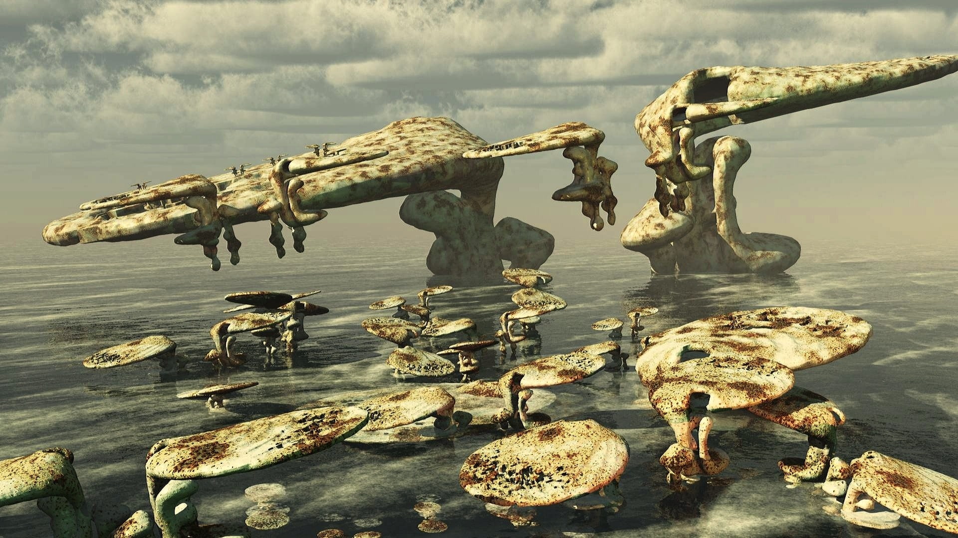 animal skull, sea, driftwood, cloud - sky, nature, beauty in nature, rock, no people, beach, water, sky, land, fantasy art, tranquil scene, reflection, HD Wallpaper