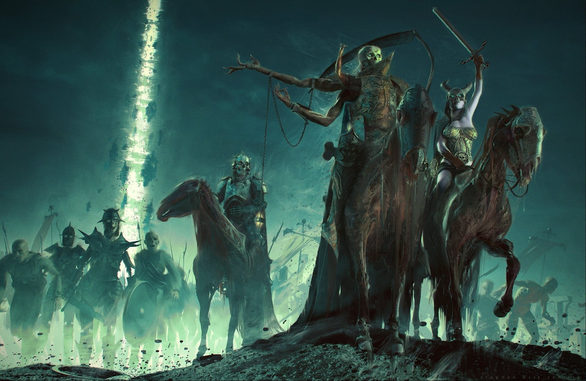 Horse, 1080P, Warrior, Creature, Undead, Sword, Woman Warrior, Dark, HD Wallpaper