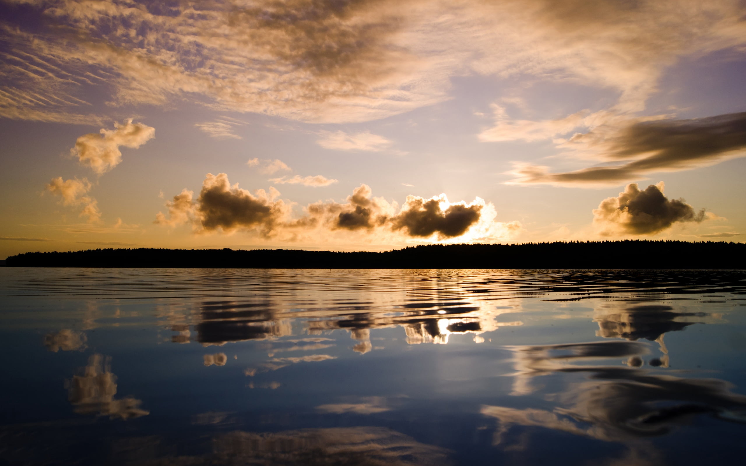 landscape, morning, hills, evening, dusk, cloudscape, gold Colored, silence, blue, sky, outdoors, scenics - nature, surface, vacations, waterfront, nature, HD Wallpaper