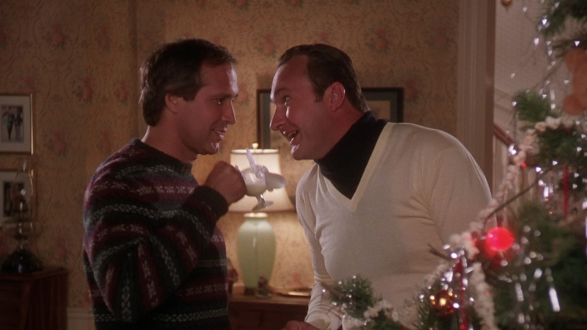 two people, domestic room, lampoons, Comedy, National, Lampoon, christmas tree, brown hair, love, emotion, women, couple - relationship, togetherness, 1080P, HD Wallpaper
