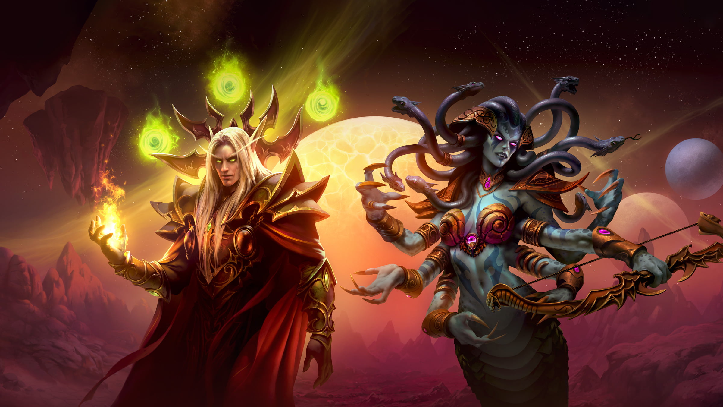 Lady Vashj, Kaelthas Sunstrider, World of Warcraft: The Burning Crusade, 1080P, video games, HD Wallpaper
