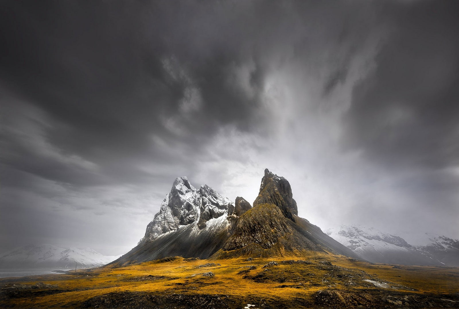 cloud - sky, storm, mountain peak, cold temperature, mountains, dark, beauty in nature, dramatic sky, 720P, mountain range, scenics - nature, tranquility, HD Wallpaper