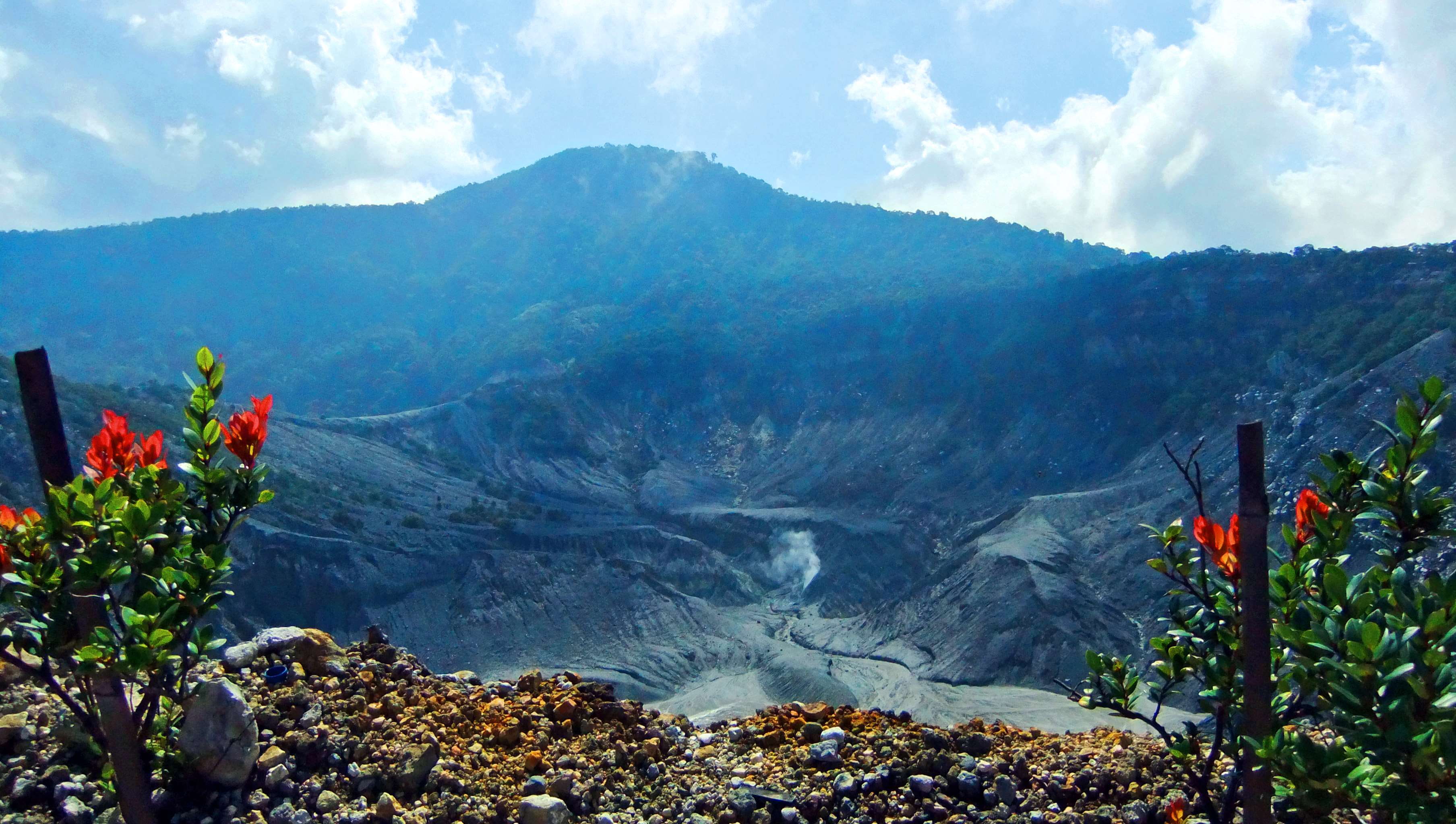 tranquility, volcano, mountain peak, mountain, land, tree, sky, no people, plant, mount tangkuban perahu, volcanic crater, nature, scenics - nature, forest, HD Wallpaper