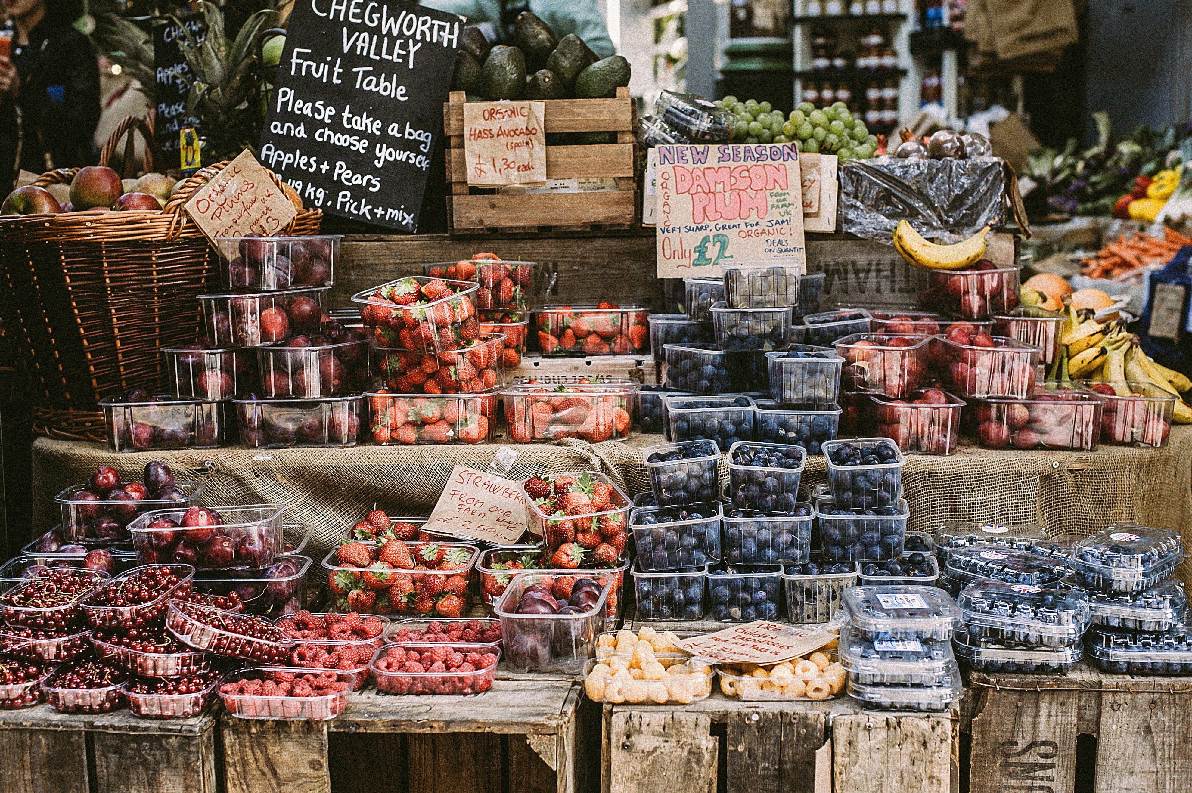 large group of objects, healthy eating, wellbeing, sell, rustic, vegetable, business, variation, no people, container, cherries, market, stall, abundance, HD Wallpaper