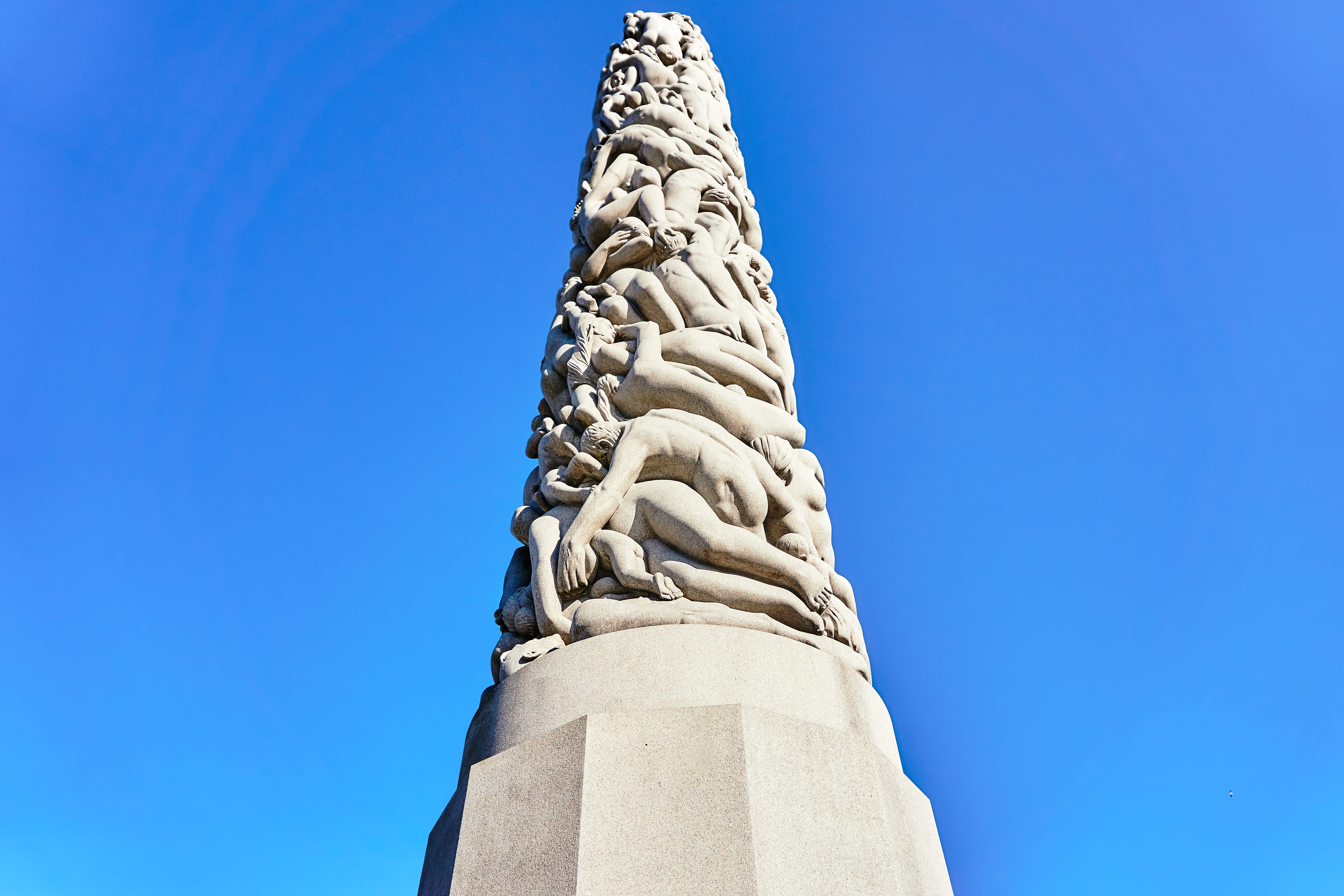 blue, art and craft, representation, norway, built structure, vigeland, 5K, sculpture, copy space, clear sky, craft, sunlight, architecture, travel destinations, HD Wallpaper