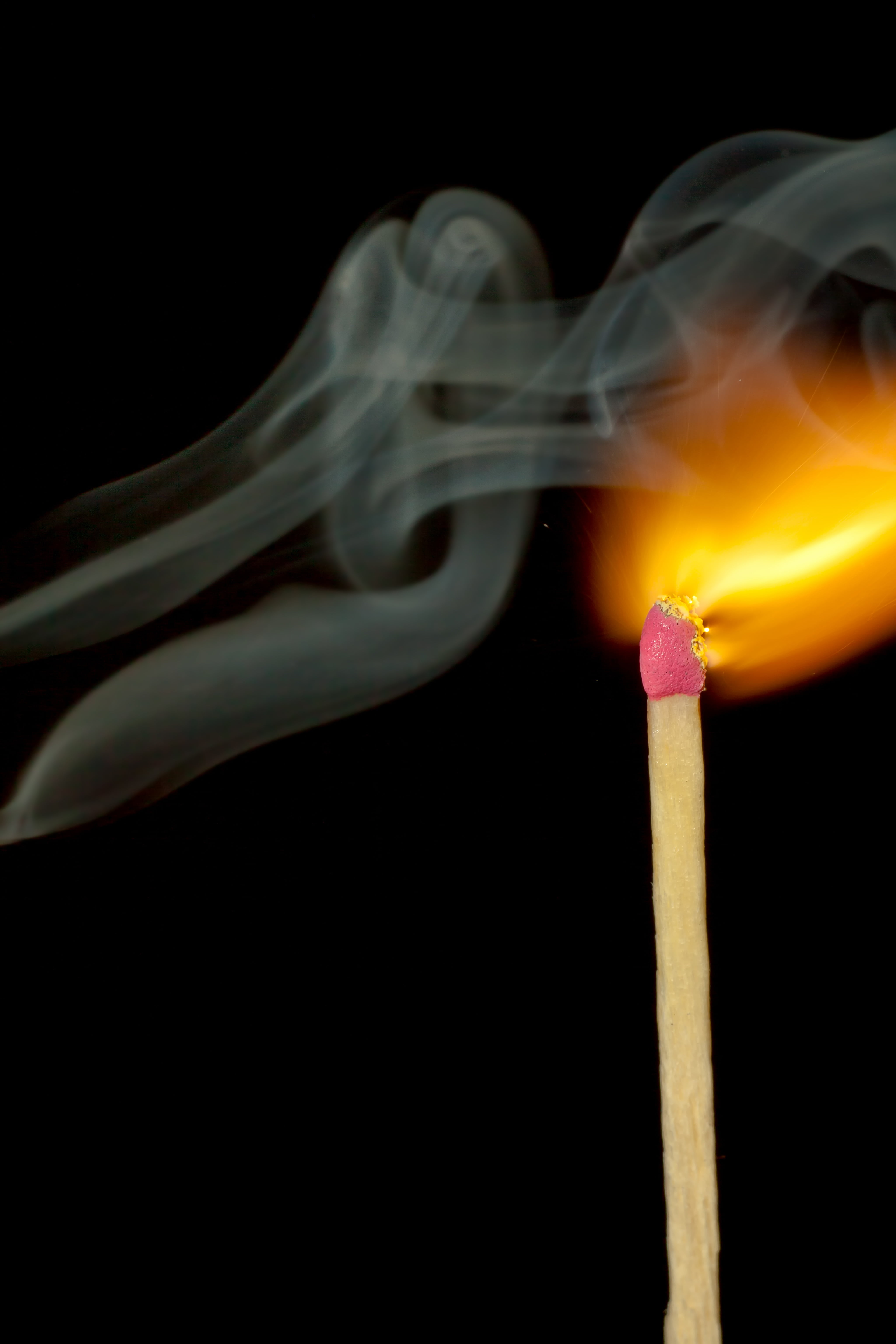 sulfur, smoke - physical structure, macro photo, close, flame, match head, no people, macro, burns, motion, incense, match, fire, smoke, ignition, light, Phone HD Wallpaper
