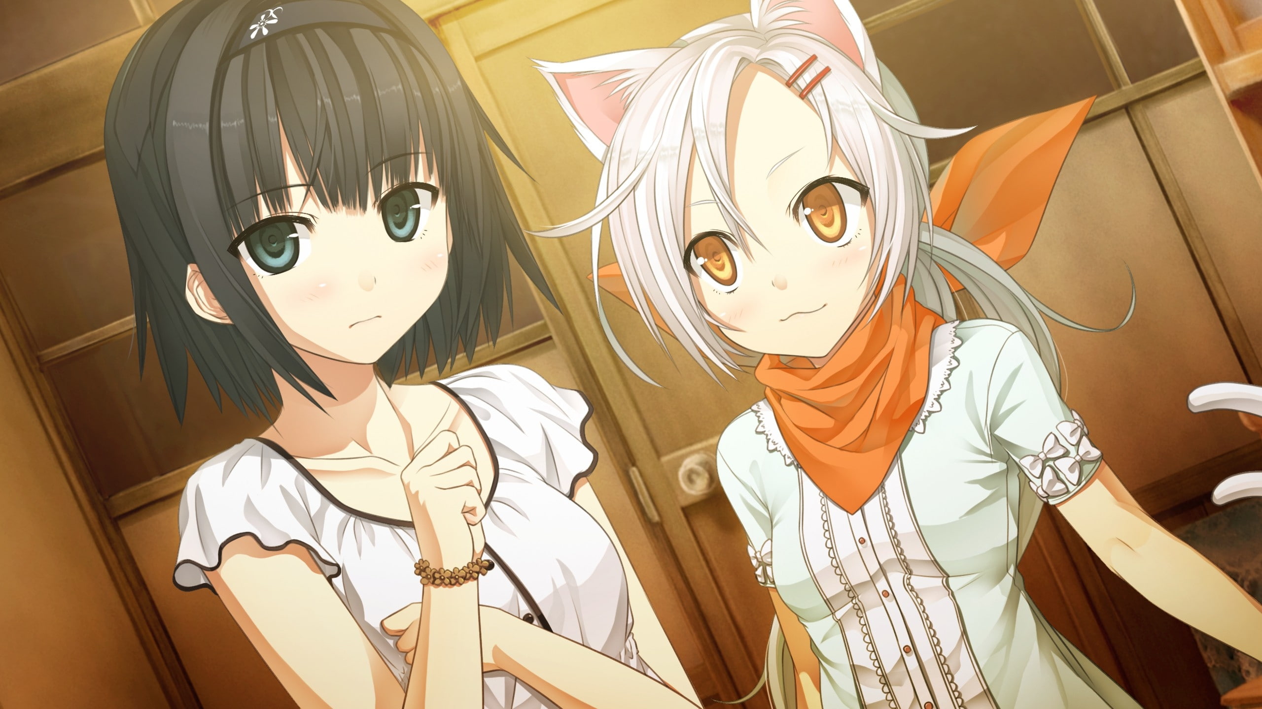 x, 2K, hot, animal ears, girls, game, art, anime, cg, animal, game cg, ears, hd, HD Wallpaper
