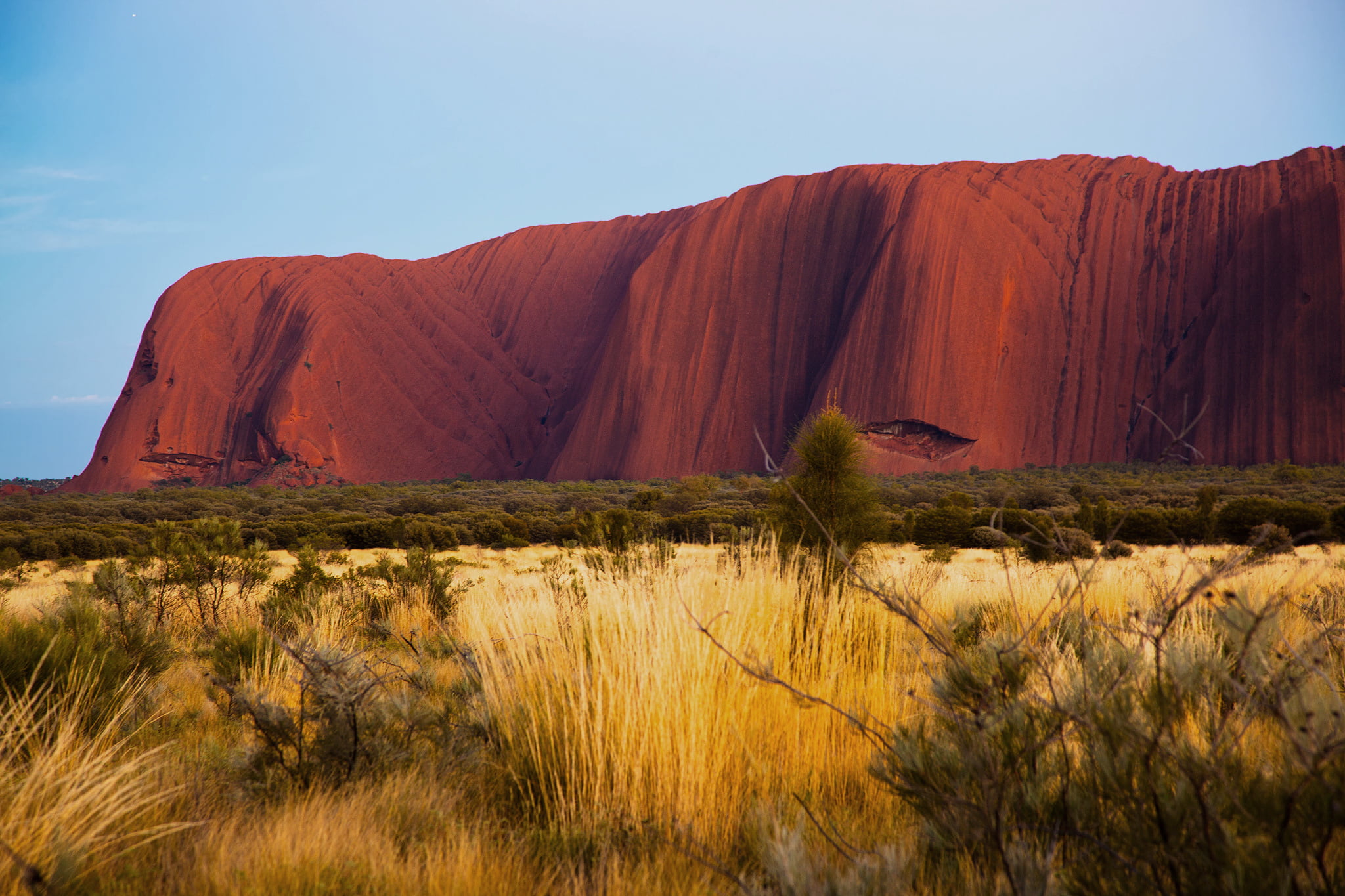 nature, tranquility, solid, 1080P, Uluru, Australia, sky, landscape, geology, land, formation, scenics - nature, physical geography, non-urban scene, brown, HD Wallpaper