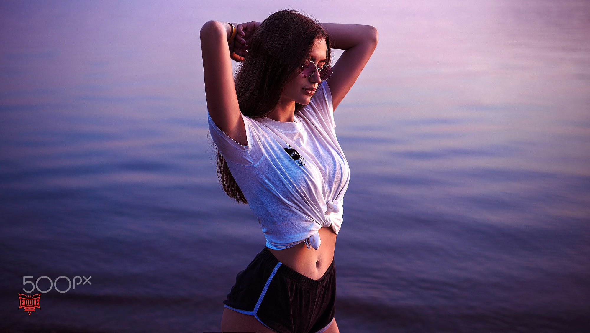 freedom, women outdoors, sunglasses, sunset, beautiful woman, three quarter length, one person, brunette, sea, standing, belly, beauty in nature, adult, HD Wallpaper