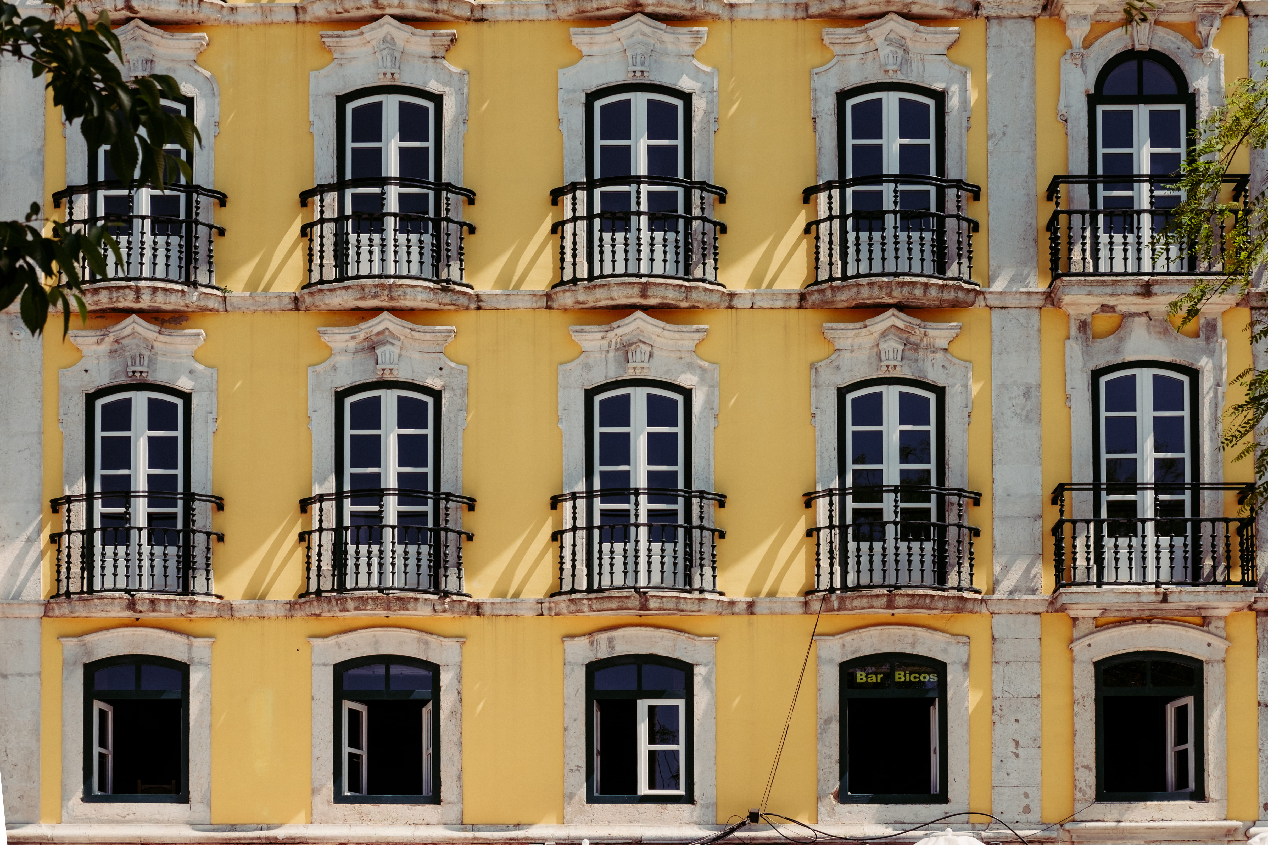 concrete, gray, urban, backgrounds, yellow, exterior, city, pattern, no people, lisbon, storey, painted, 4K, building exterior, residential district, cityscape, HD Wallpaper