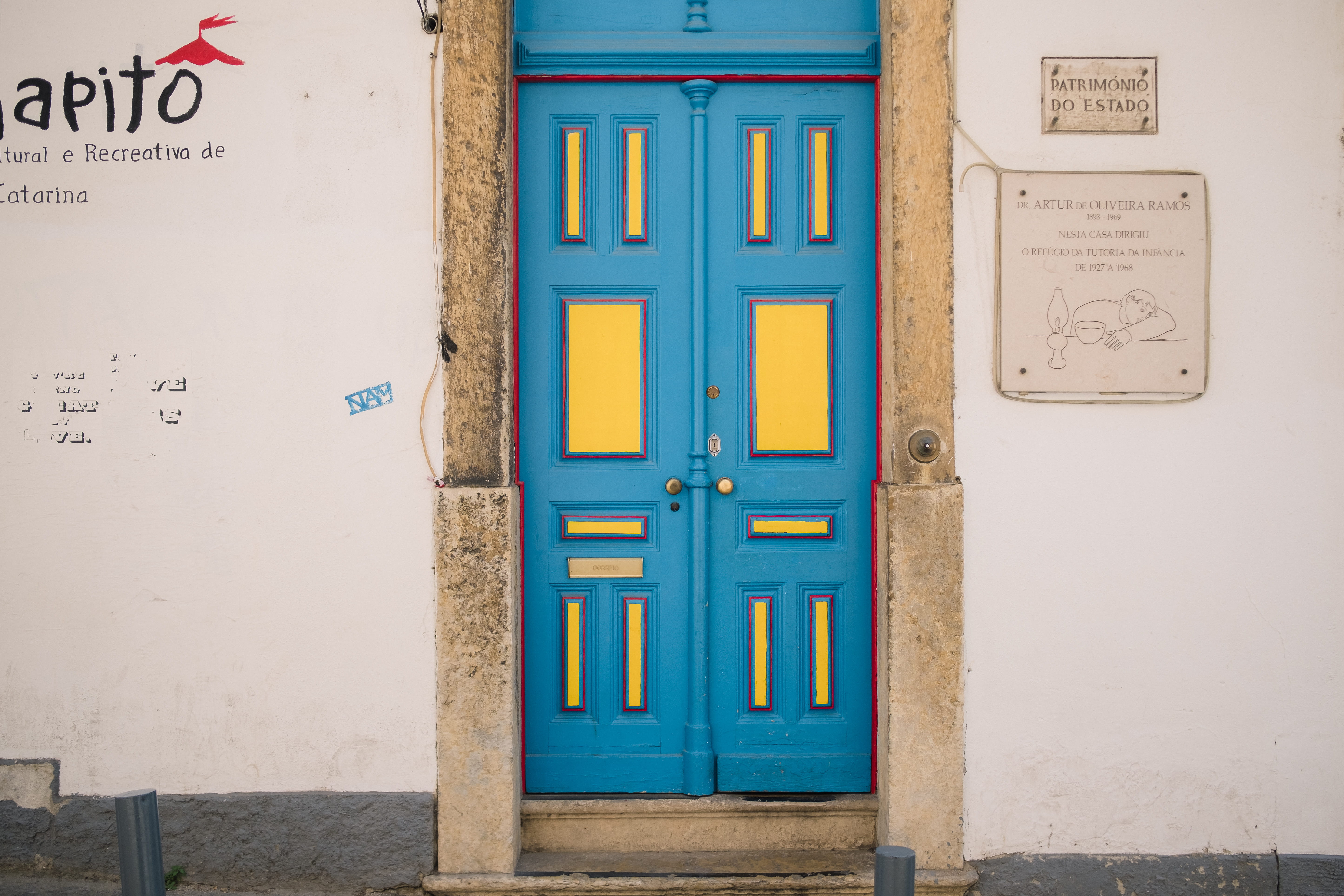 day, entrance, protection, house, outdoors, blue, wood - material, 5K, built structure, closed, safety, security, building, sign, western script, wooden, HD Wallpaper