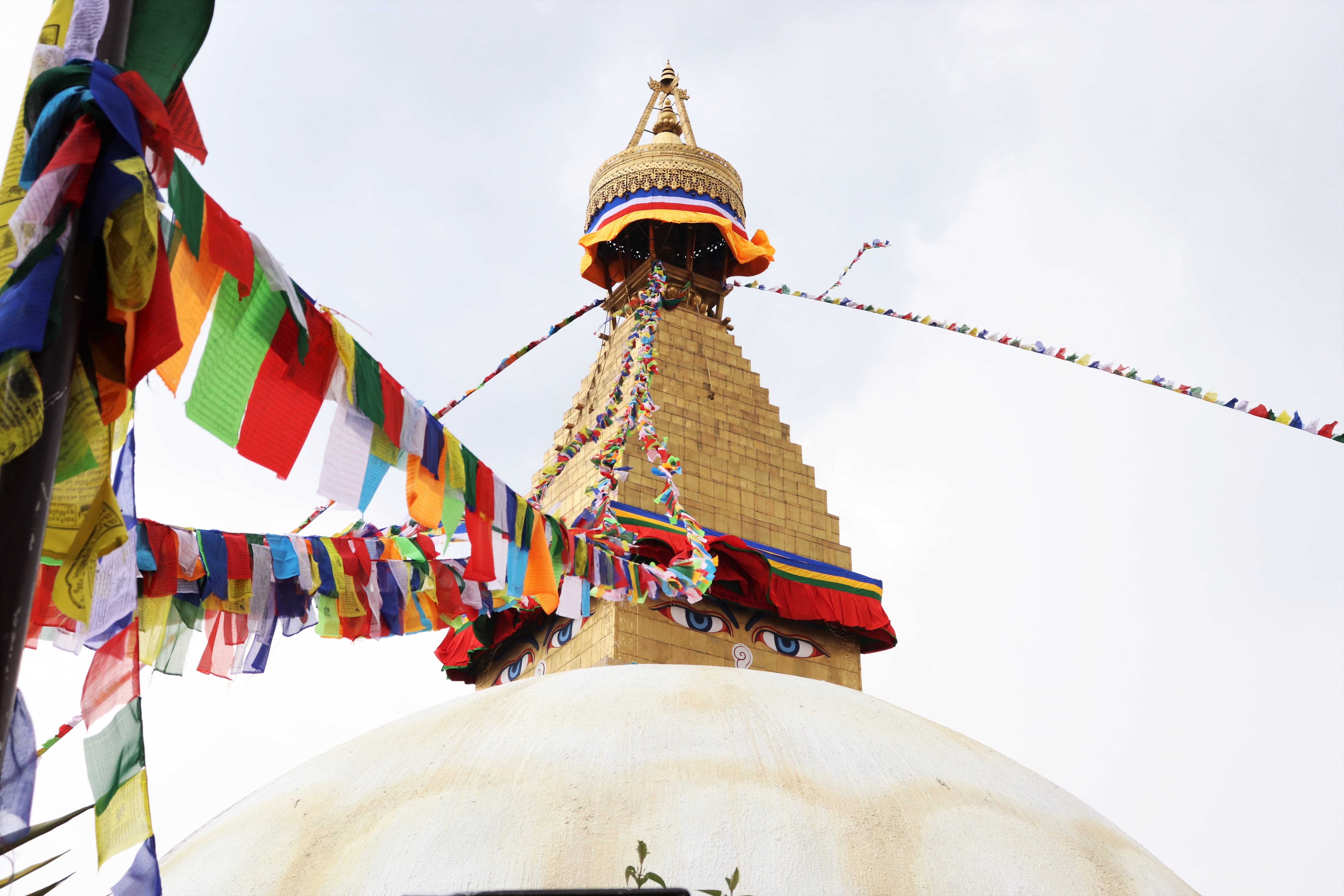building, building exterior, boudhha, place of worship, kathmandu, tibet, no people, built structure, outdoors, colors, spirituality, nepal, religion, day, HD Wallpaper