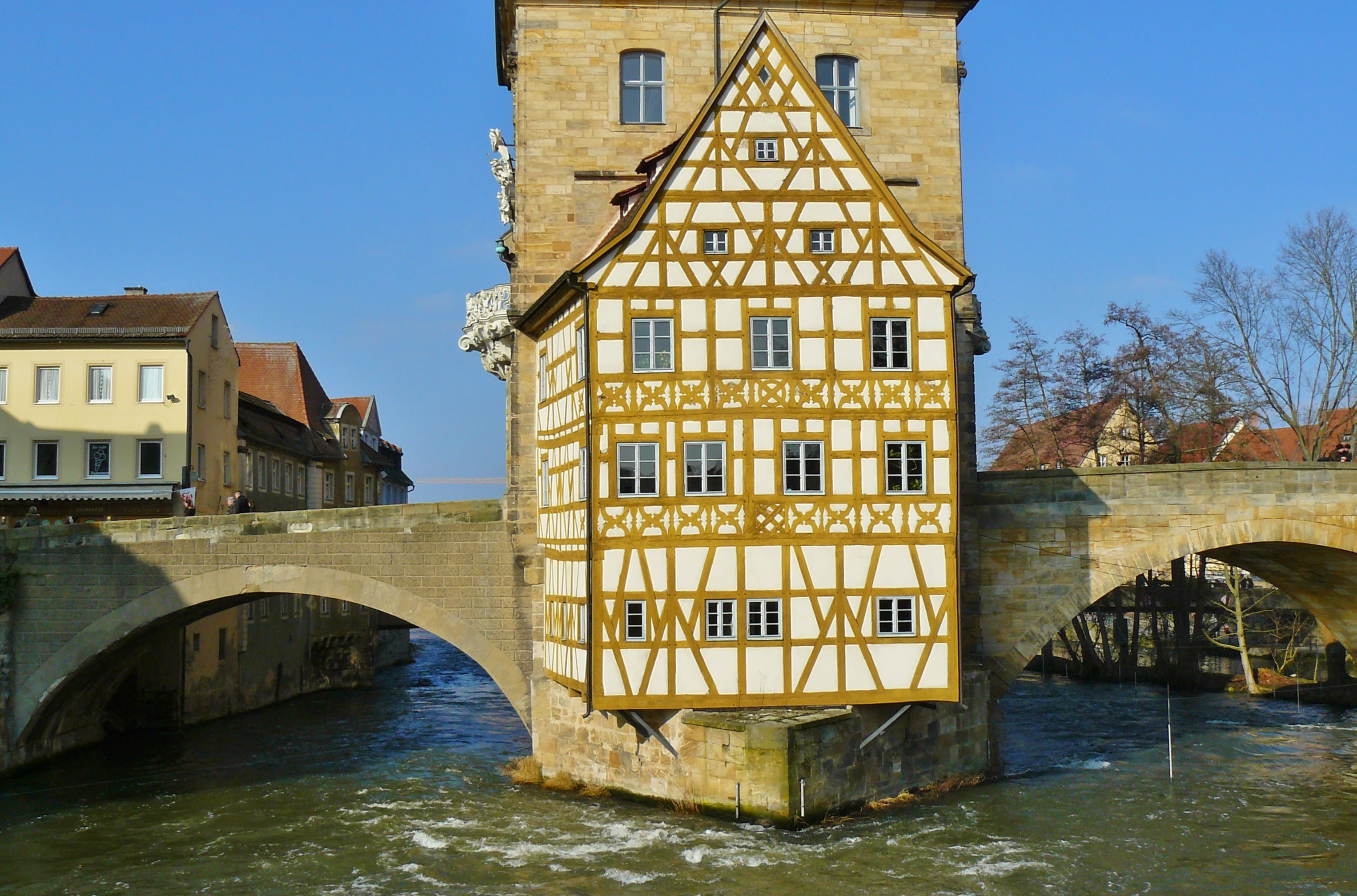 river, bridge - man made structure, canal, day, sunlight, outdoors, travel destinations, germany, romantic, no people, bavaria, tree, sky, building exterior, HD Wallpaper