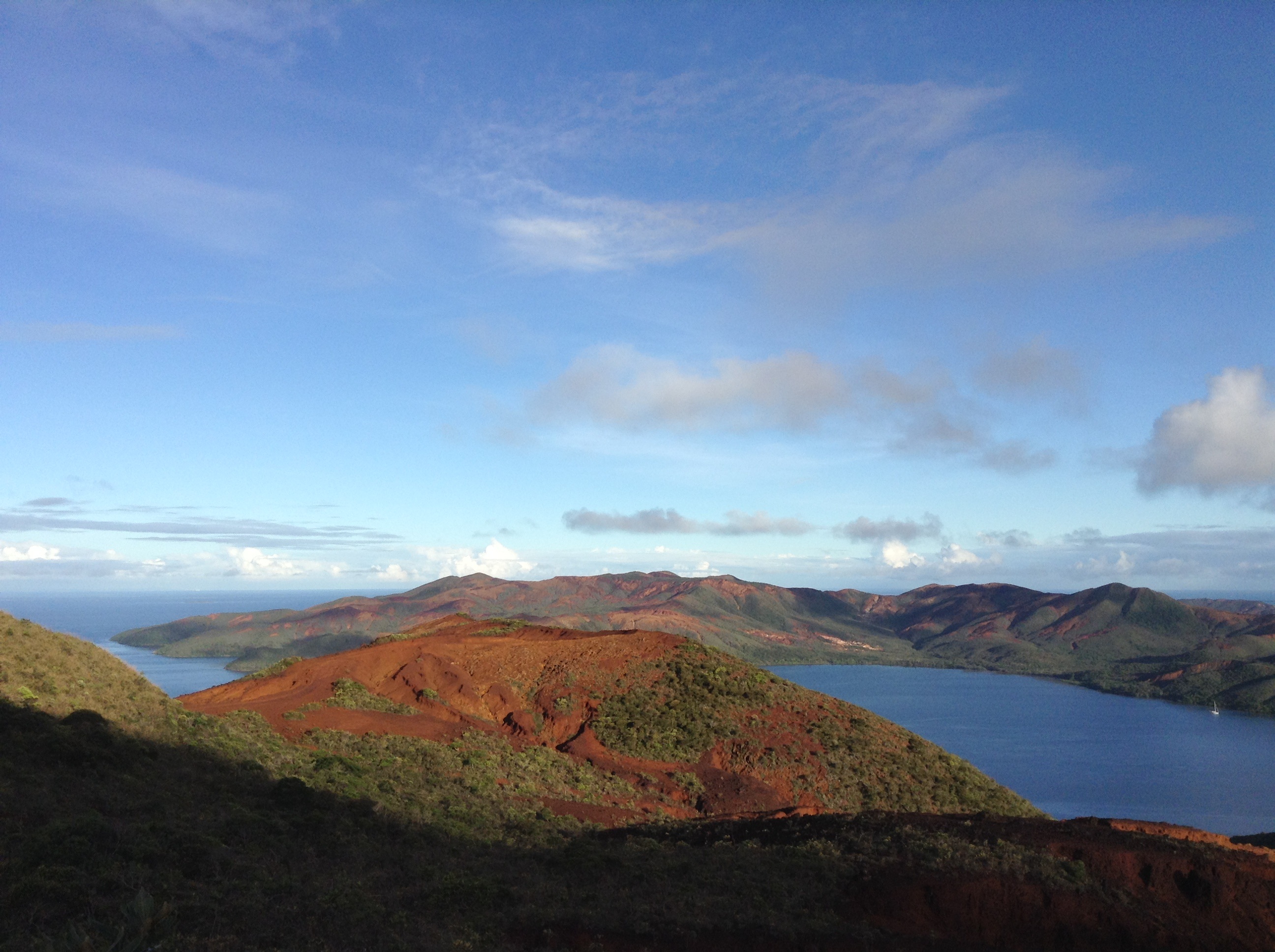 mountain range, no people, new caledonia, water, land, idyllic, nature, mountain, blue, sky, environment, tranquil scene, day, landscape, cloud - sky, non-urban scene, HD Wallpaper