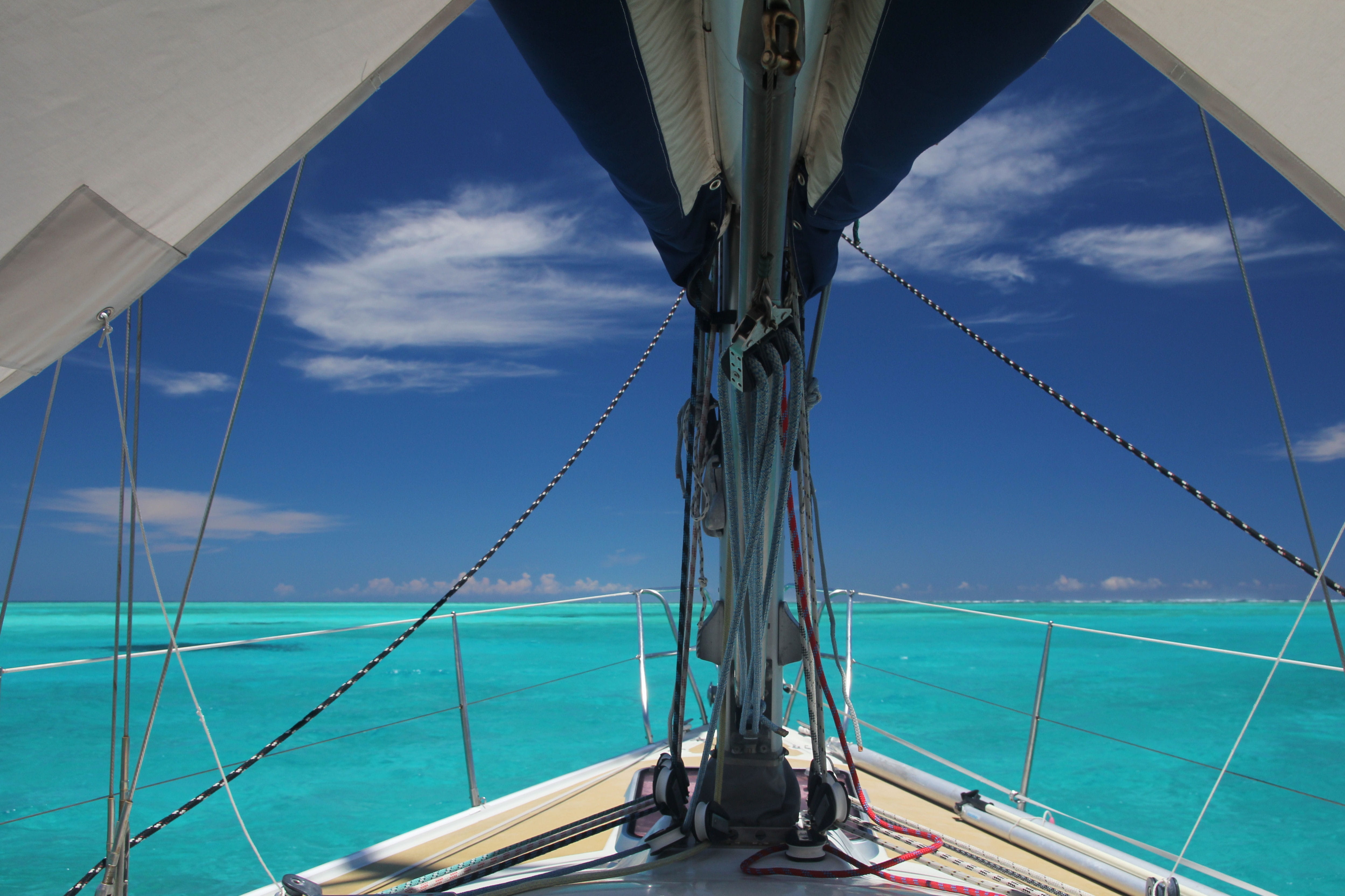 turquoise colored, sea, sailing, nature, yacht, rope, 4K, sky, sunlight, luxury, scenics - nature, ship, rigging, Lagoon, mode of transportation, travel, HD Wallpaper