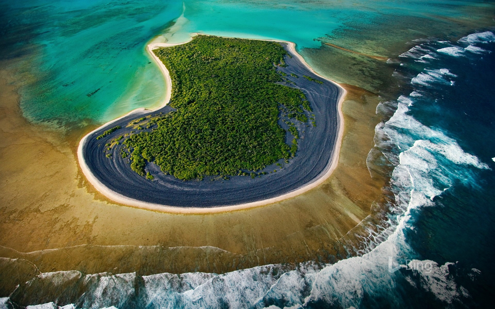 south, aerial view, blue, new, atoll, green color, caledonia, sand, plant, sea, environment, high angle view, tranquility, 1080P, island, outdoors, land, HD Wallpaper