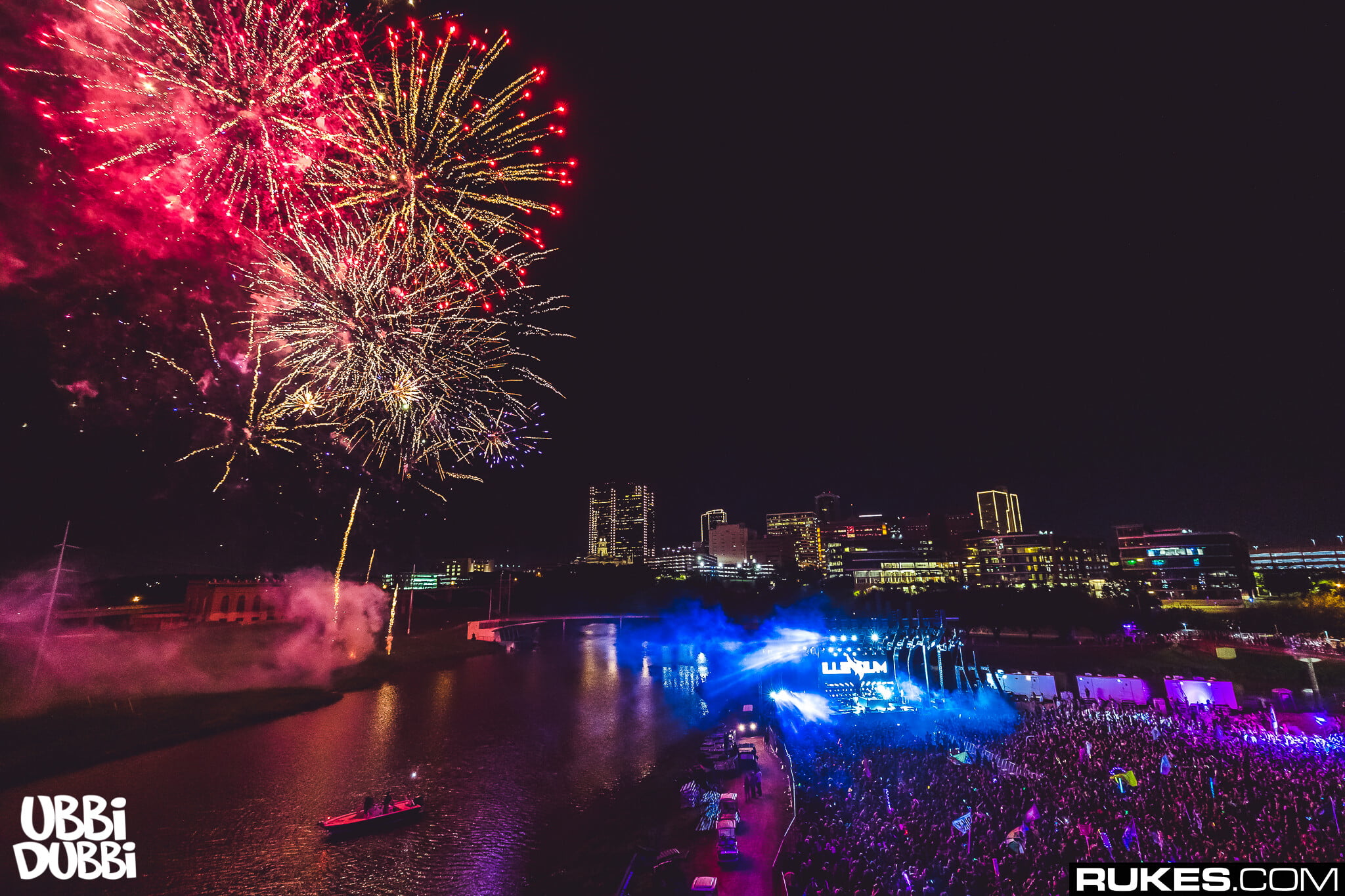 lights, night, 1080P, Rukes, river, festivals, fireworks, crowds, HD Wallpaper
