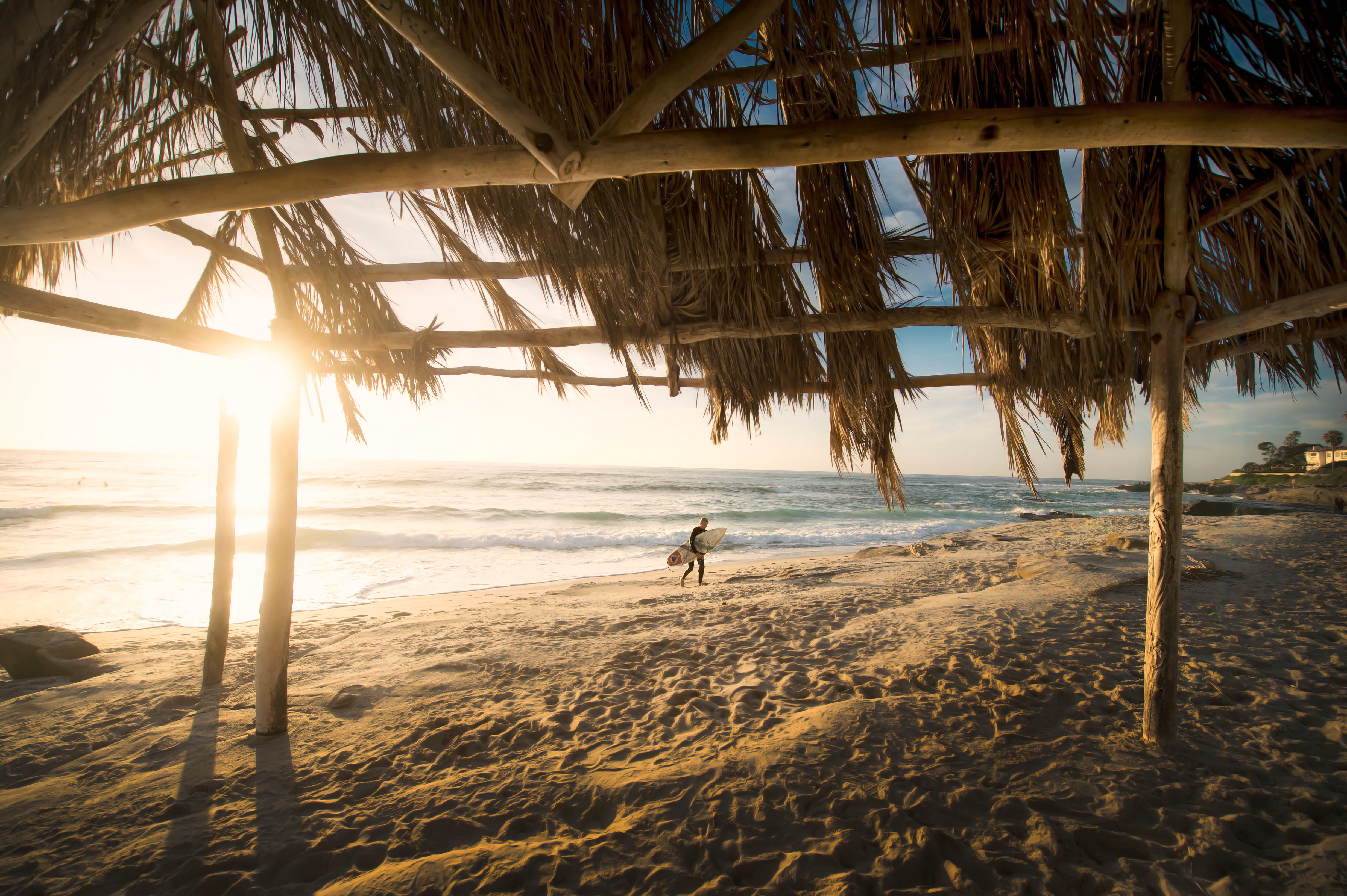 nature, men, walking, sand, leisure activity, roof, sunset, holding, water, people, beauty in nature, person, beach, surfboard, outdoors, surf, board, sea, HD Wallpaper